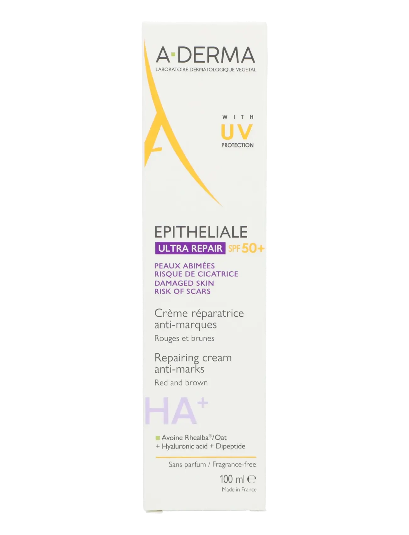 A-Derma - Epitheliale A.H Ultra Protective Repairing Cream SPF 50+ - til ansigtet - clear - 1