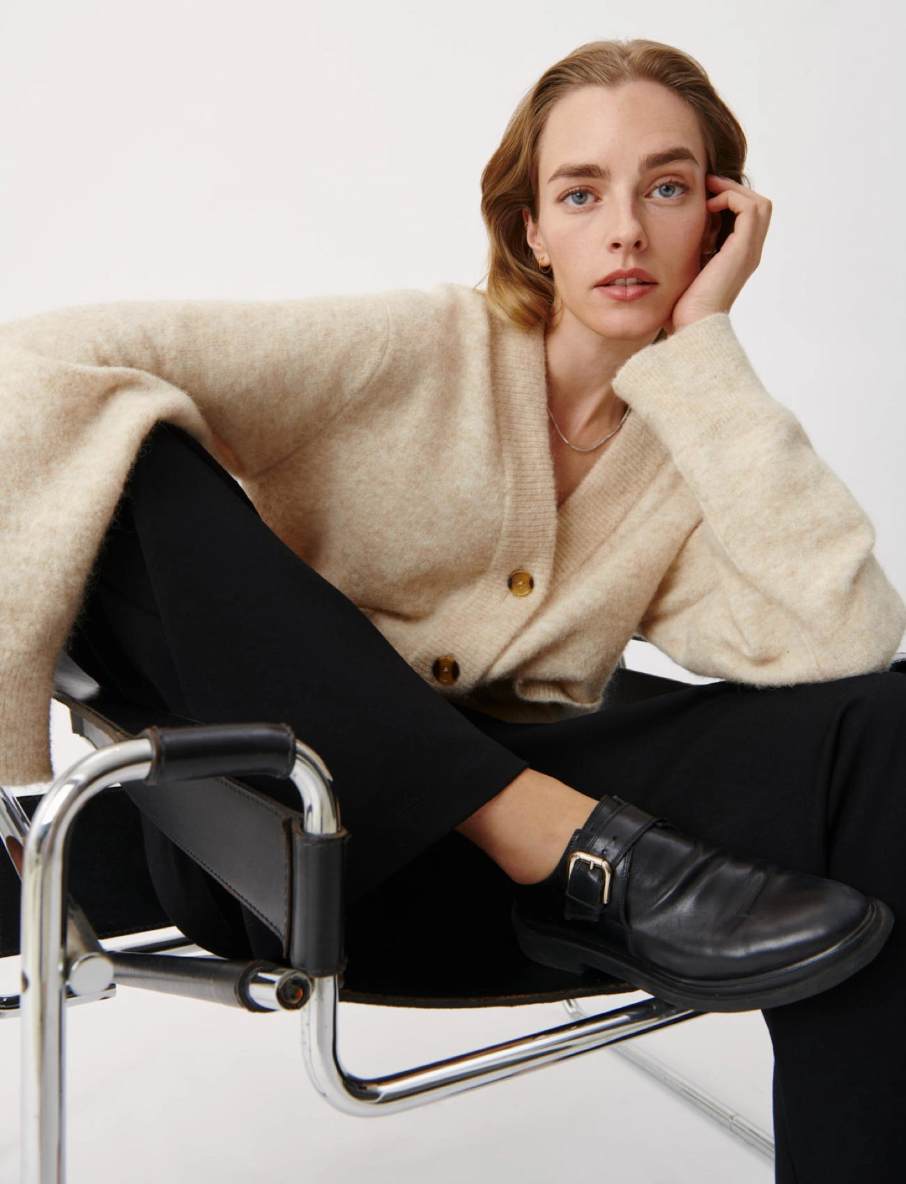 A Part Of The Art - RELAXED CARDIGAN - oat melange - 1
