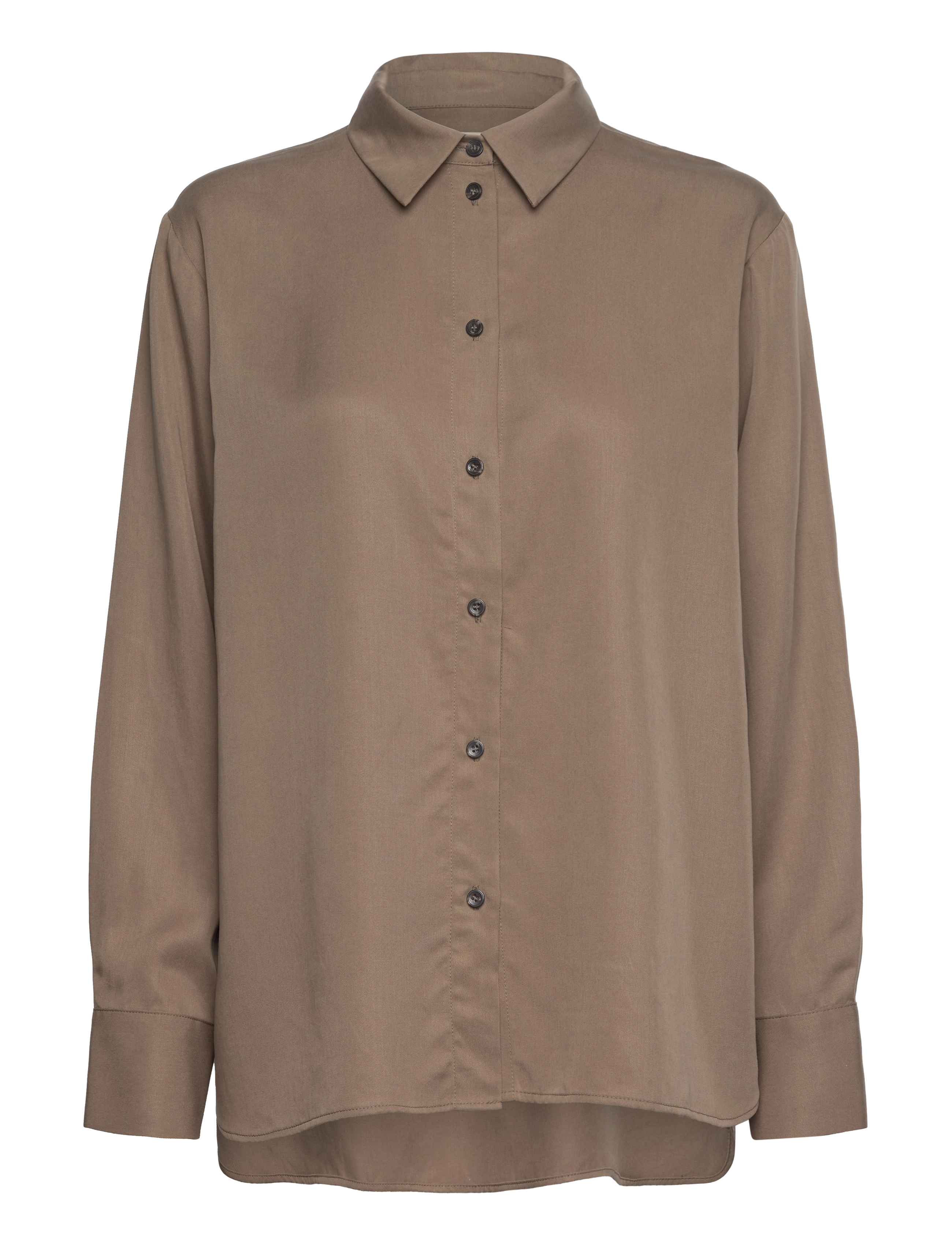A Part Of The Art Daily Shirt Dusty Olive Lyocell - Long-sleeved shirts - DUSTY GREEN / brown