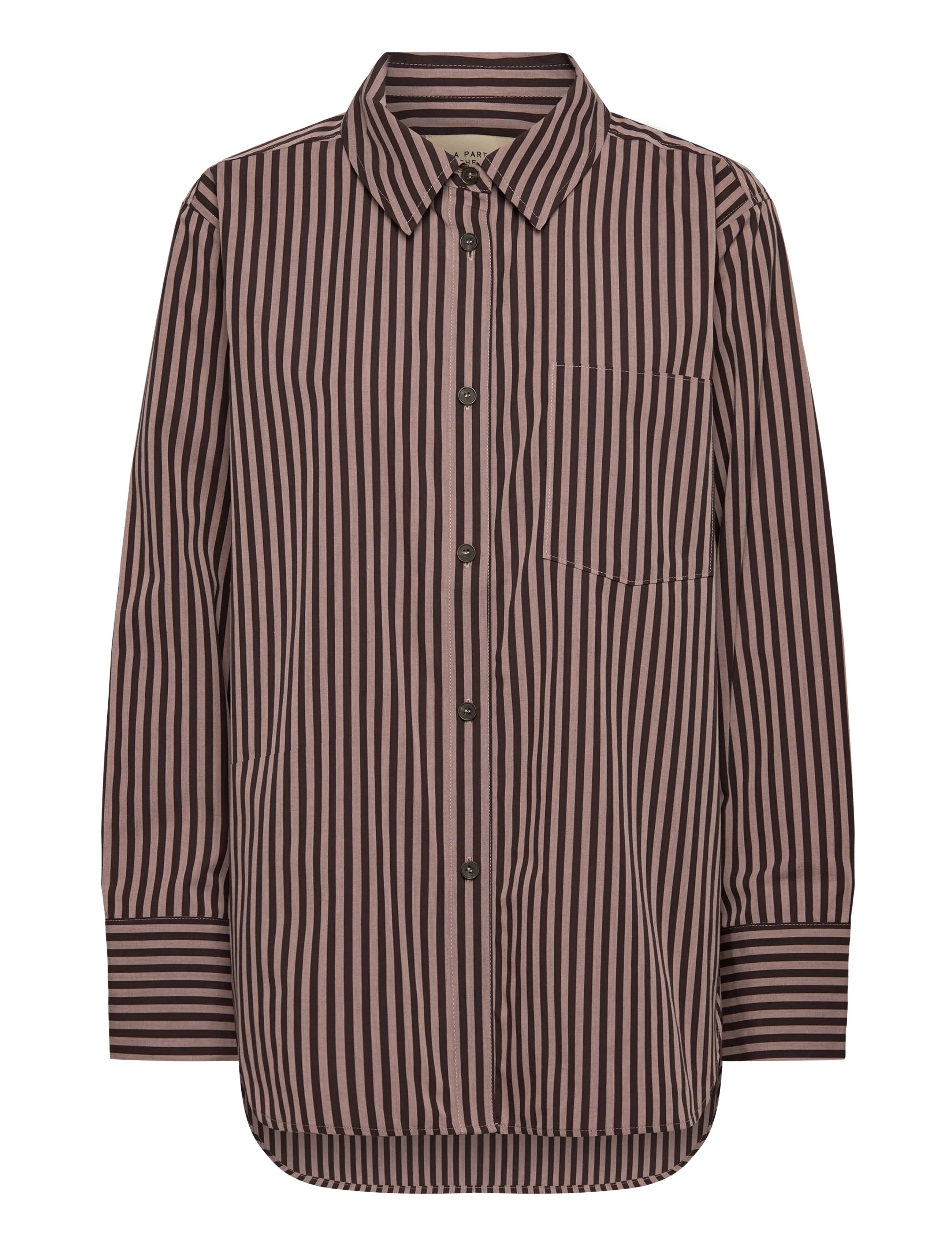 A Part Of The Art BOLD SHIRT PINK STRIPE - Transitional Layering - PINK AND BROWN STRIPE / brown