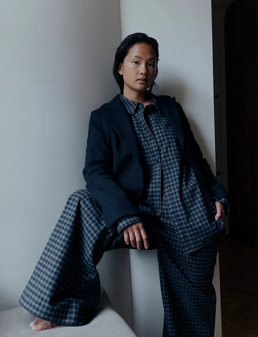 A Part Of The Art - VACANT PANTS BLACK CHECK - pantalons en lin - black check - 0