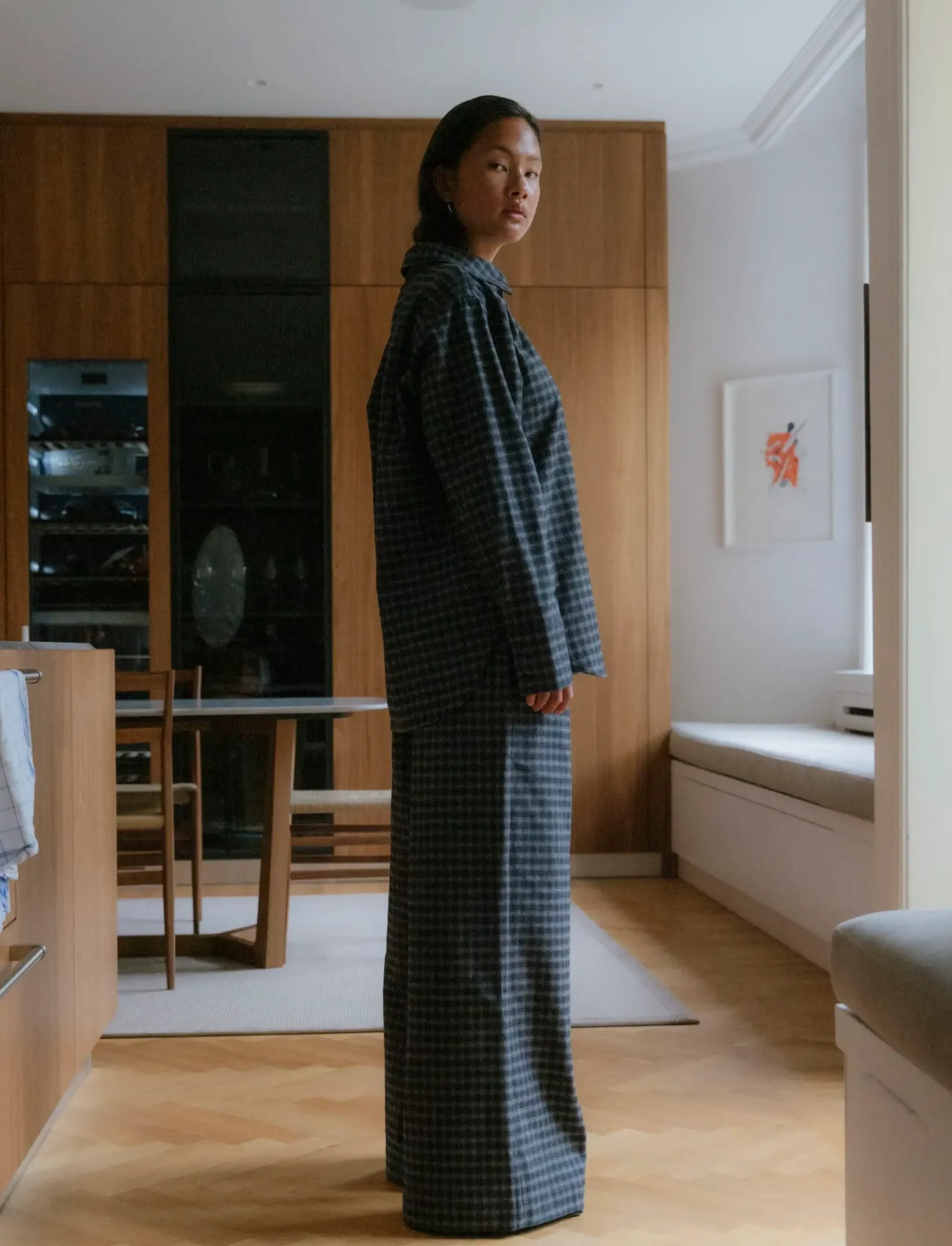 A Part Of The Art - VACANT PANTS BLACK CHECK - linnen broeken - black check - 4