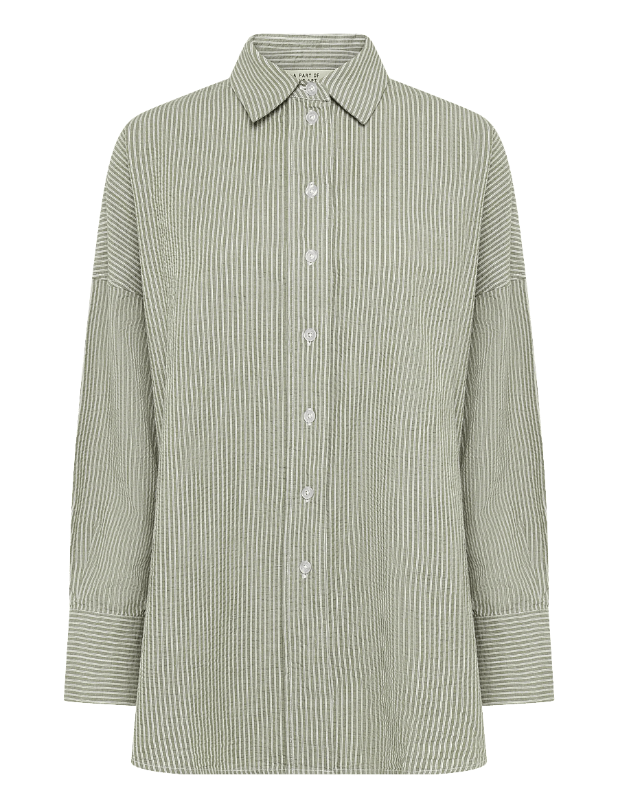 A Part Of The Art - BREEZY SHIRT - langärmlige hemden - khaki and white stripe - 0
