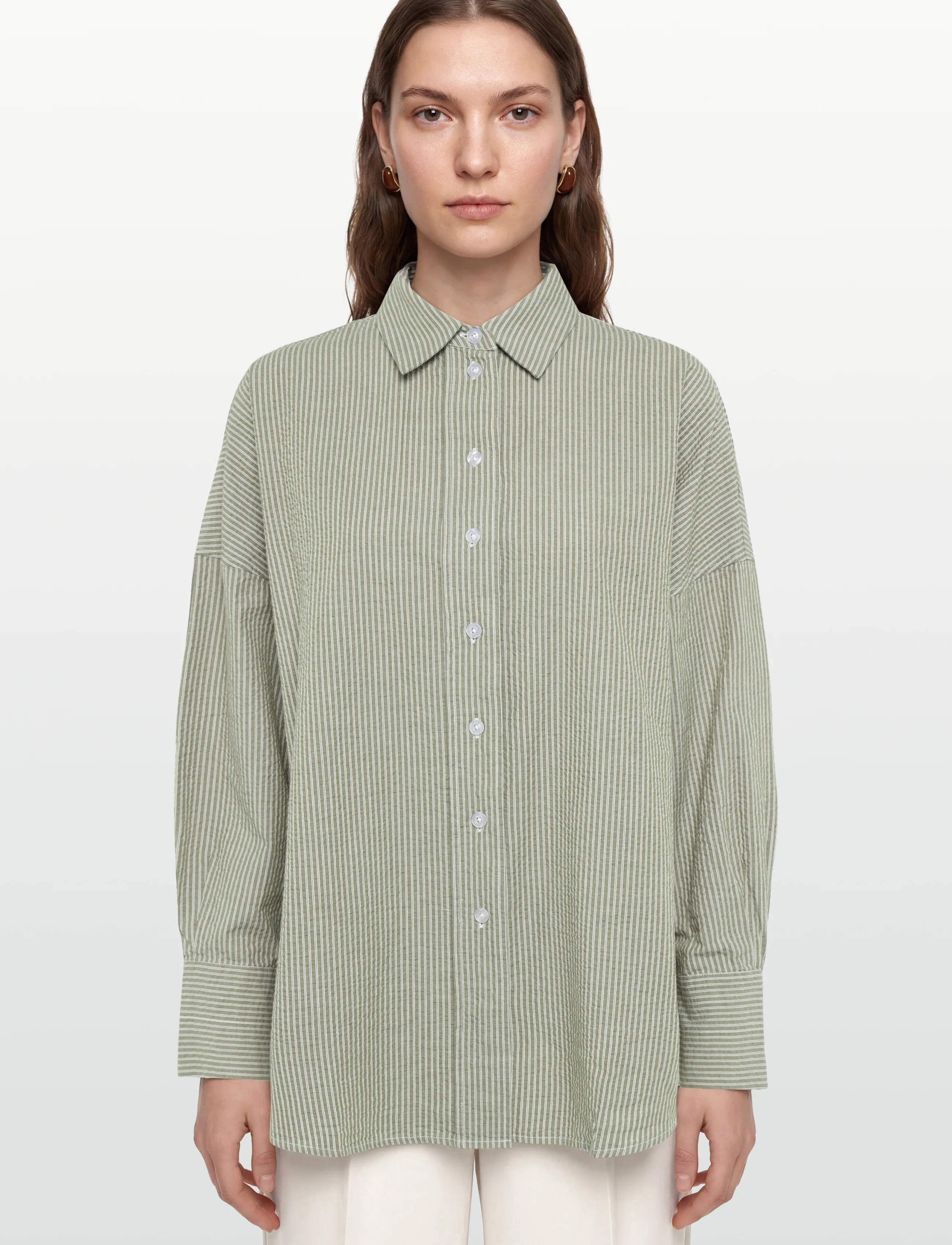 A Part Of The Art - BREEZY SHIRT - langärmlige hemden - khaki and white stripe - 3