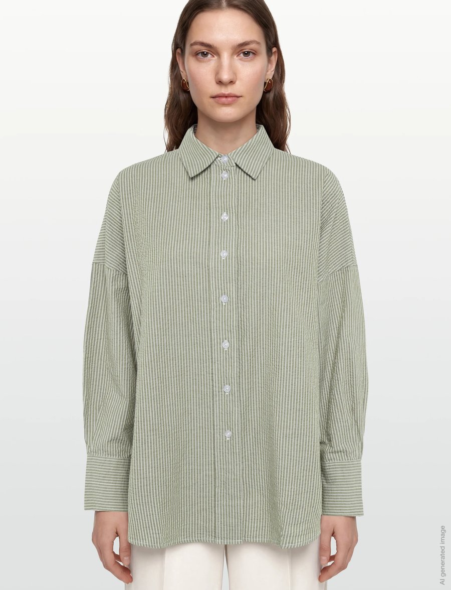 A Part Of The Art - BREEZY SHIRT - langärmlige hemden - khaki and white stripe - 3