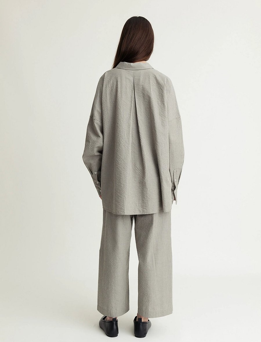 A Part Of The Art - BREEZY SHIRT - langärmlige hemden - khaki and white stripe - 4