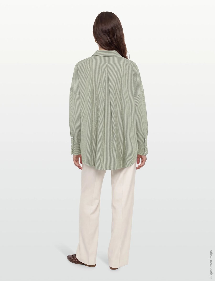 A Part Of The Art - BREEZY SHIRT - langärmlige hemden - khaki and white stripe - 4