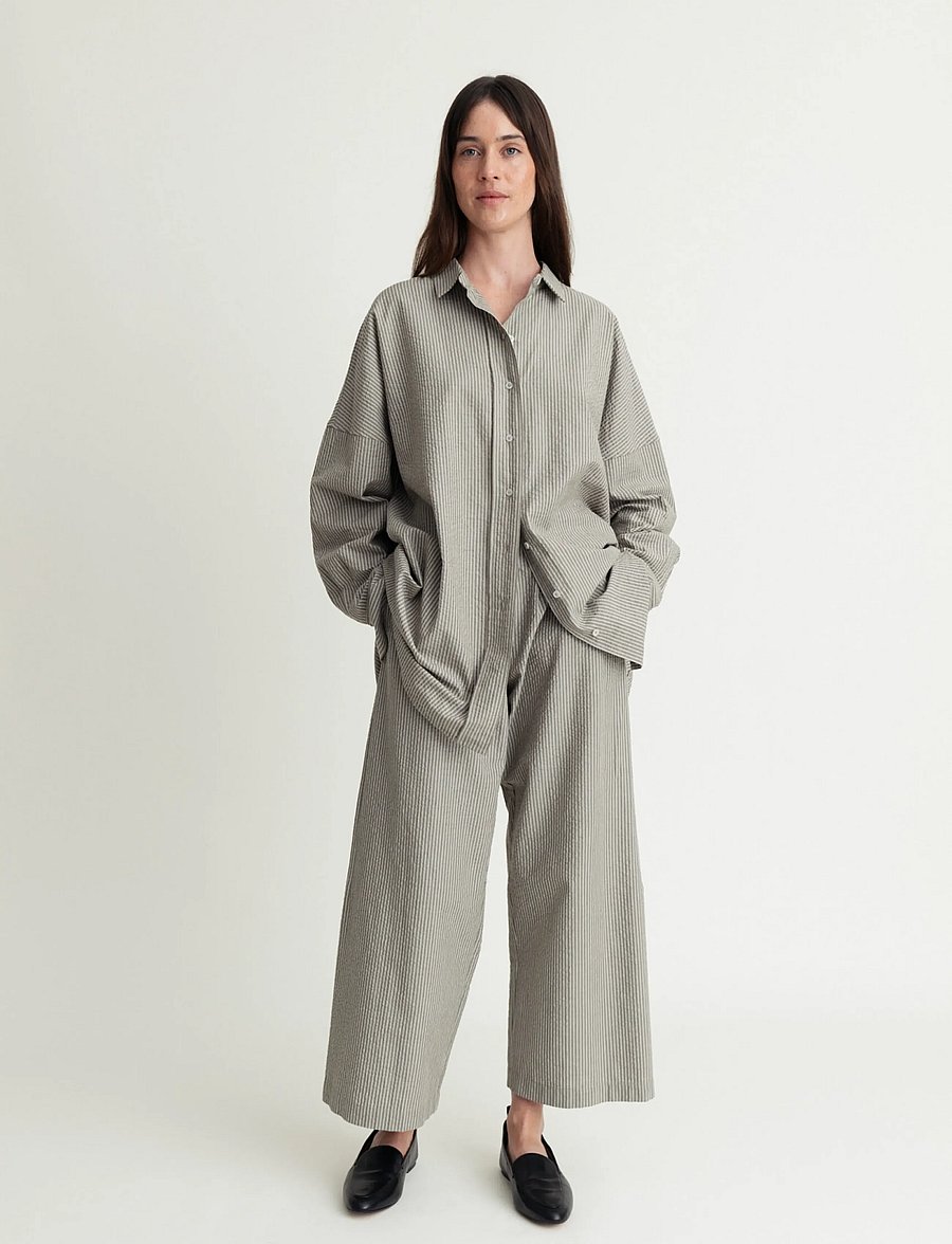 A Part Of The Art - BREEZY SHIRT - langärmlige hemden - khaki and white stripe - 5