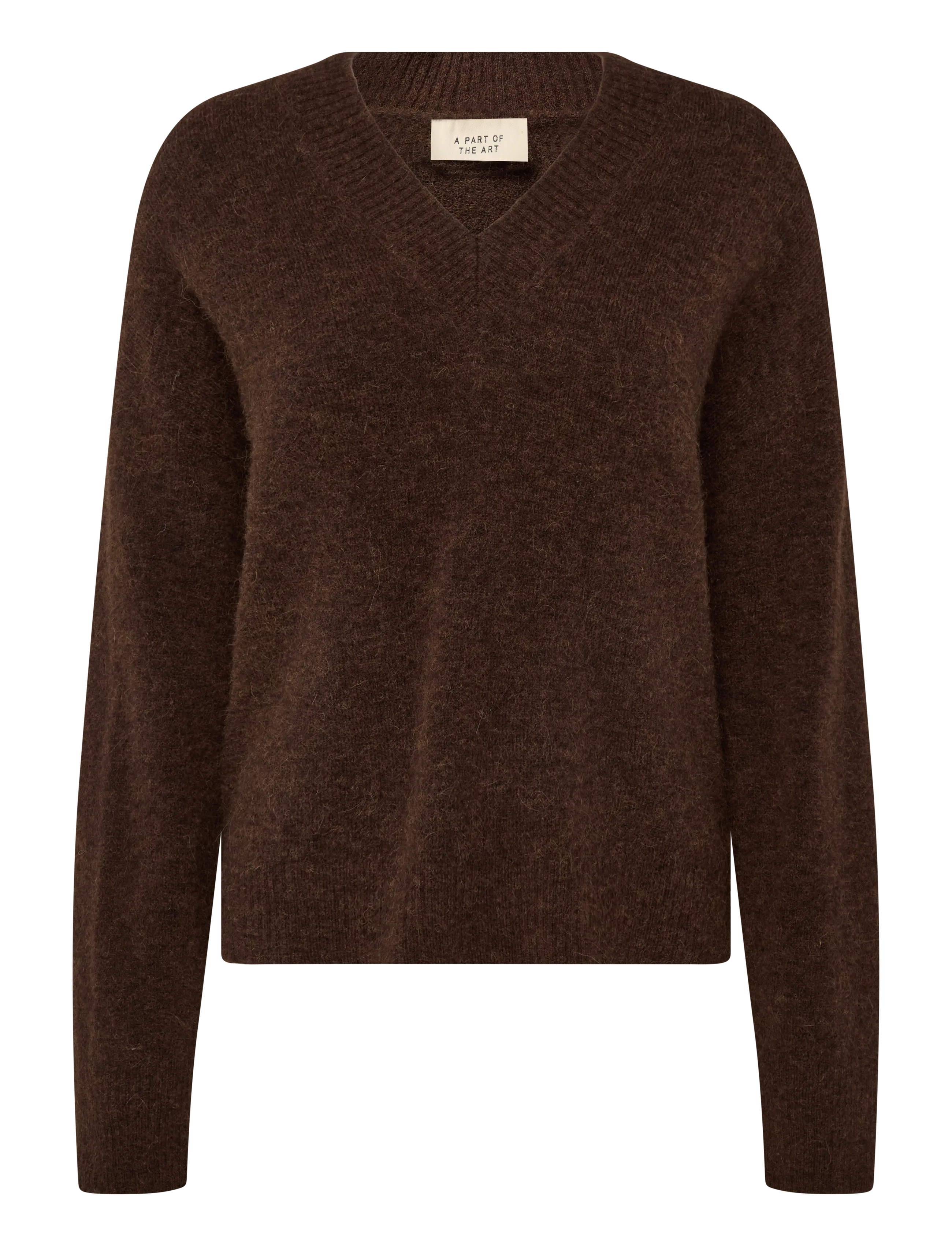 A Part Of The Art - DAILY V KNIT - stickade tröjor - chocolate brown melange - 0