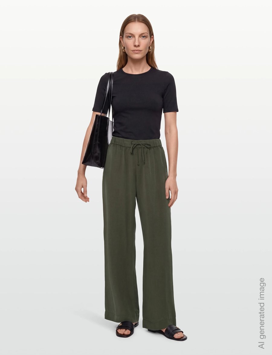 A Part Of The Art - VACANT PANTS - hosen mit weitem bein - pine green - 0