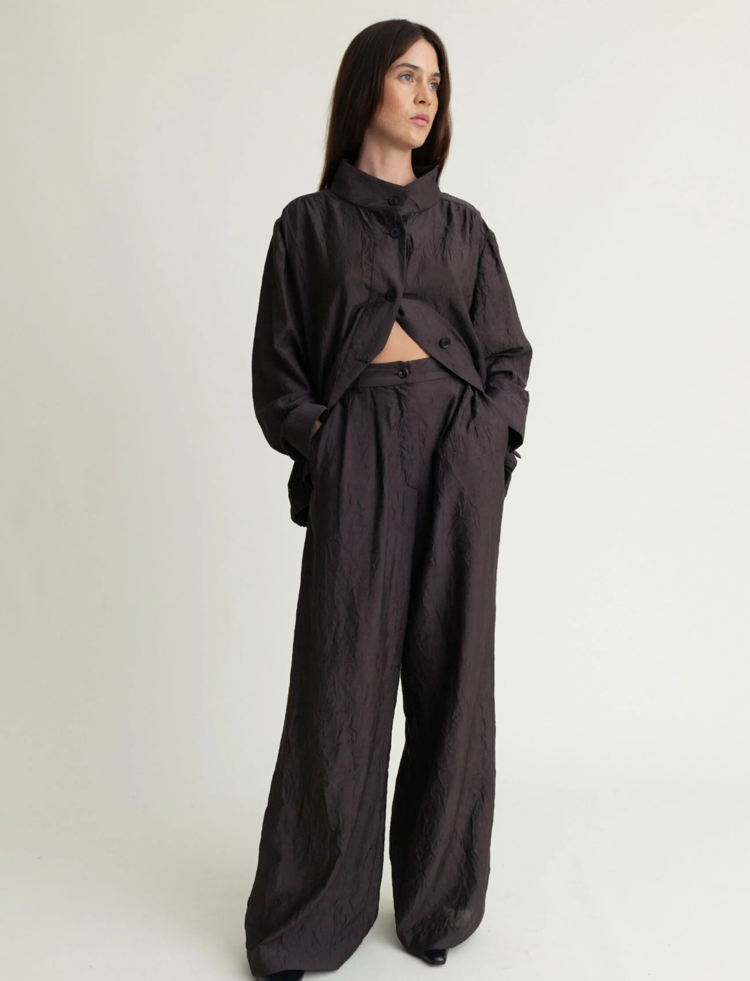 A Part Of The Art DREAMY PANTS - Hosen mit weitem Bein - ASH BROWN / brown