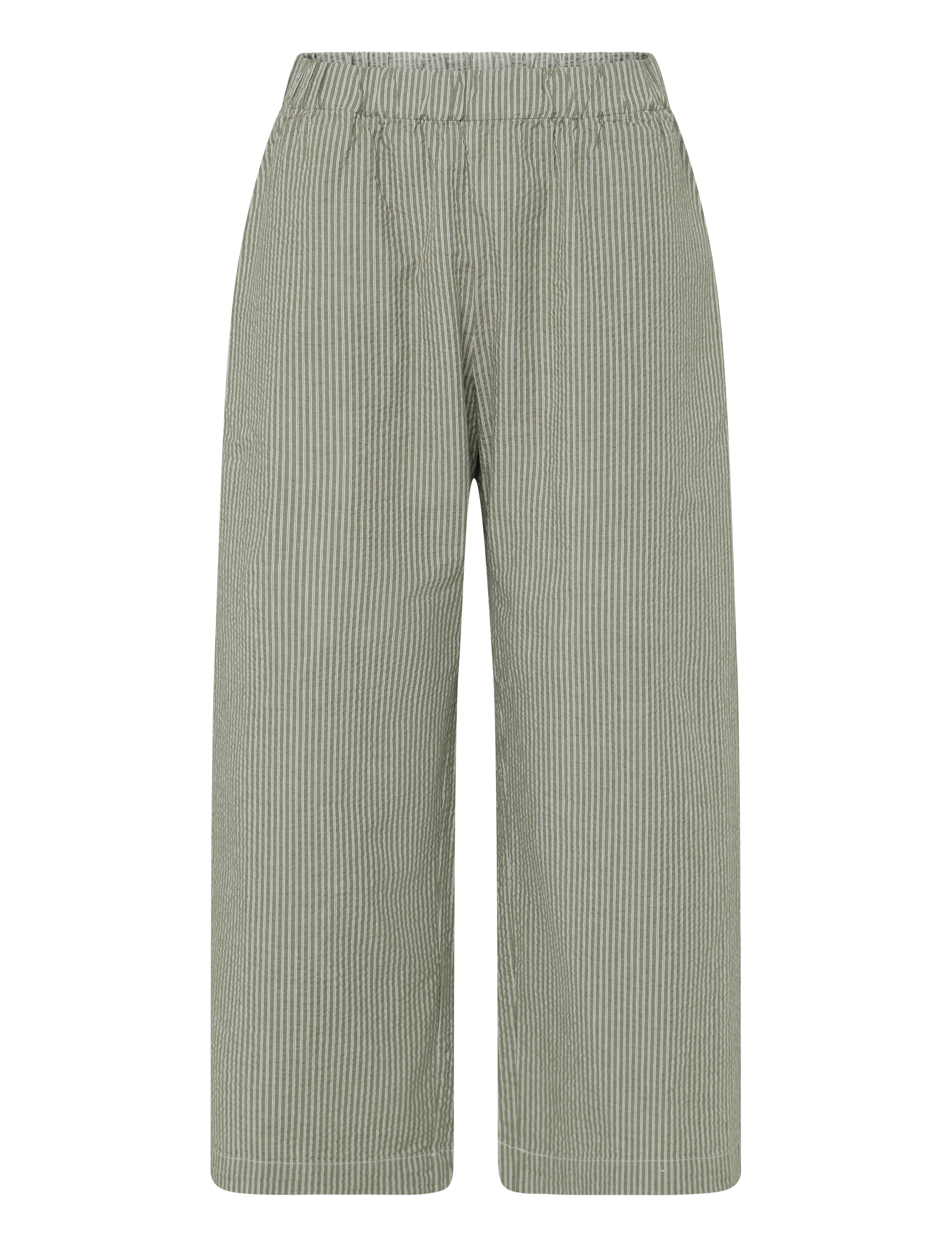 A Part Of The Art AIRY PANTS - Wide leg trousers - KHAKI AND WHITE STRIPE / khaki/green
