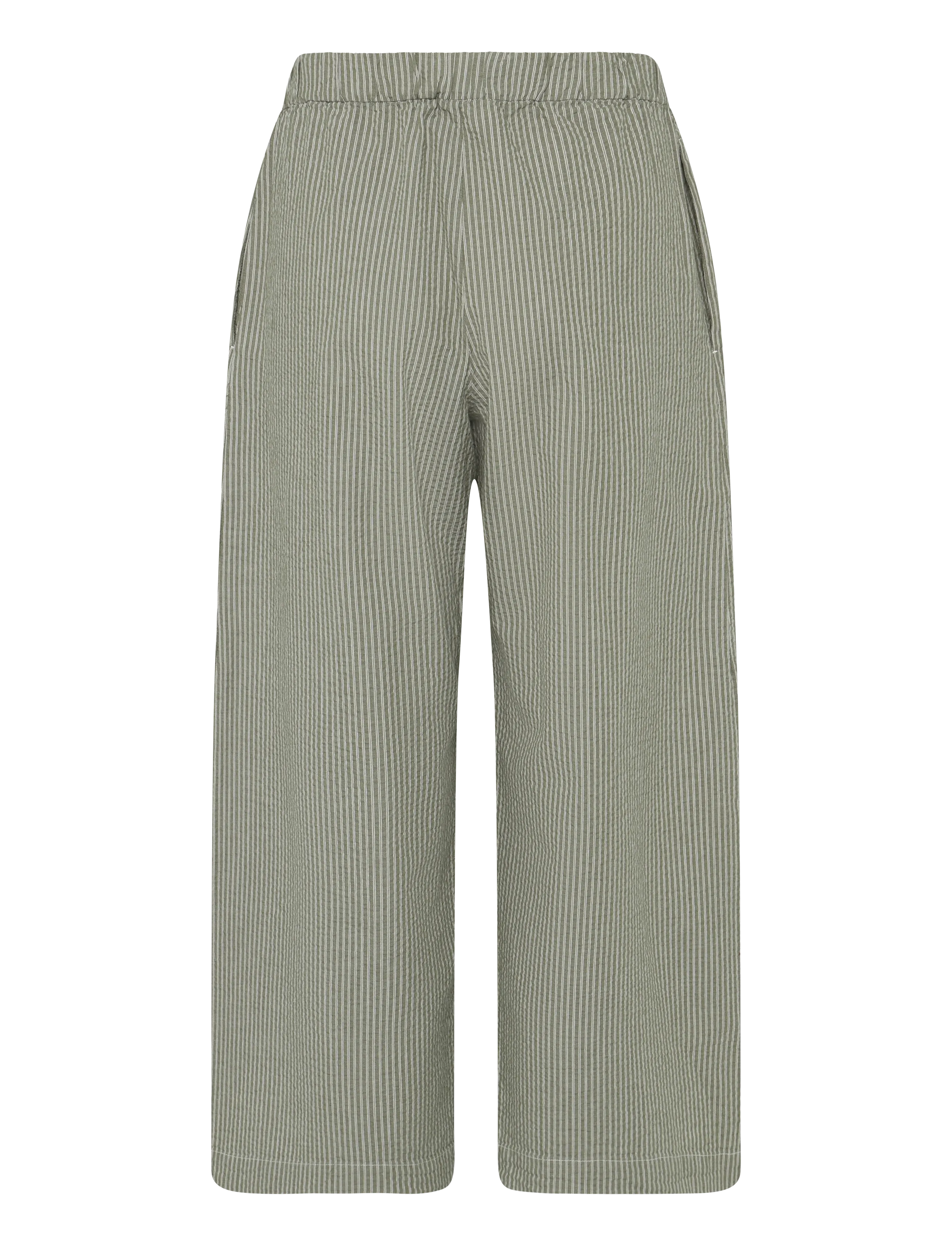 A Part Of The Art - AIRY PANTS - wide leg trousers - khaki and white stripe - 1