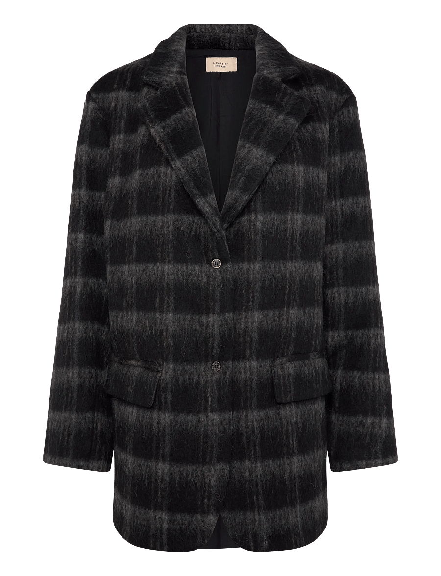 A Part Of The Art - FORM BLAZER HAIRY CHECK - yfirstærðar blazer - black check - 1