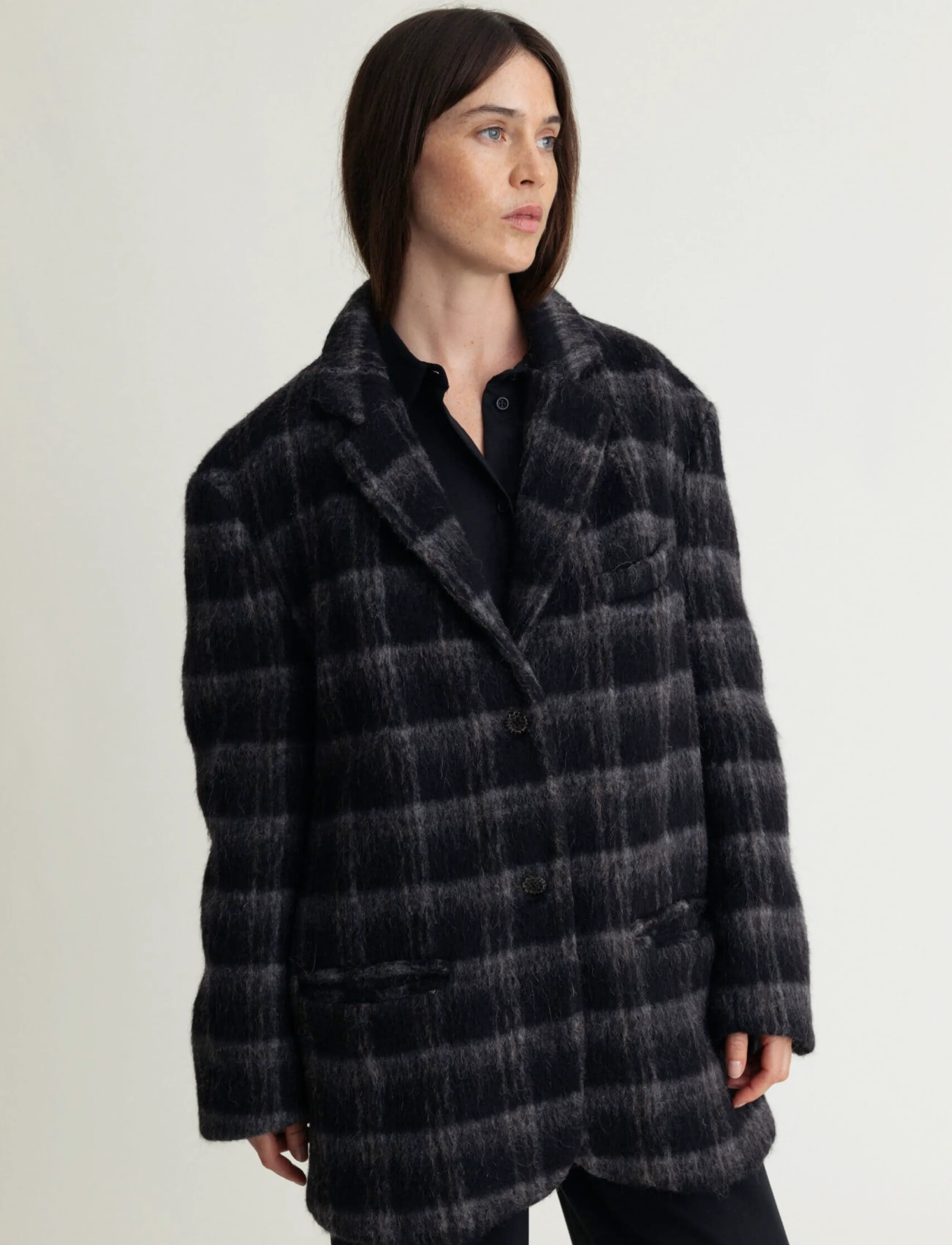 A Part Of The Art - FORM BLAZER HAIRY CHECK - black check - 2