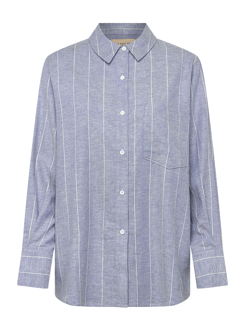 A Part Of The Art - Bold Shirt - chemises de lin - denim blue white stripe - 0