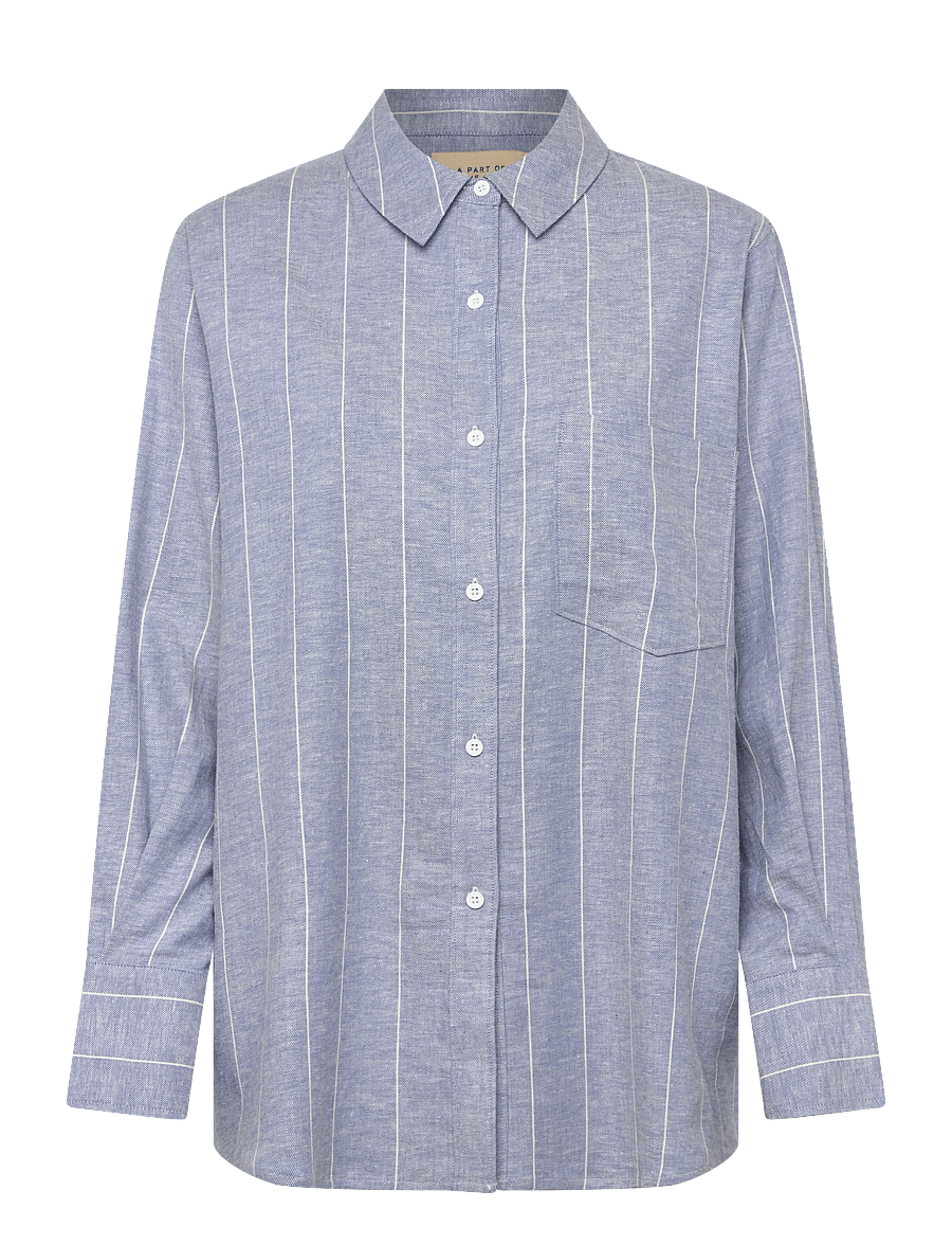 A Part Of The Art - Bold Shirt - koszule lniane - denim blue white stripe - 0
