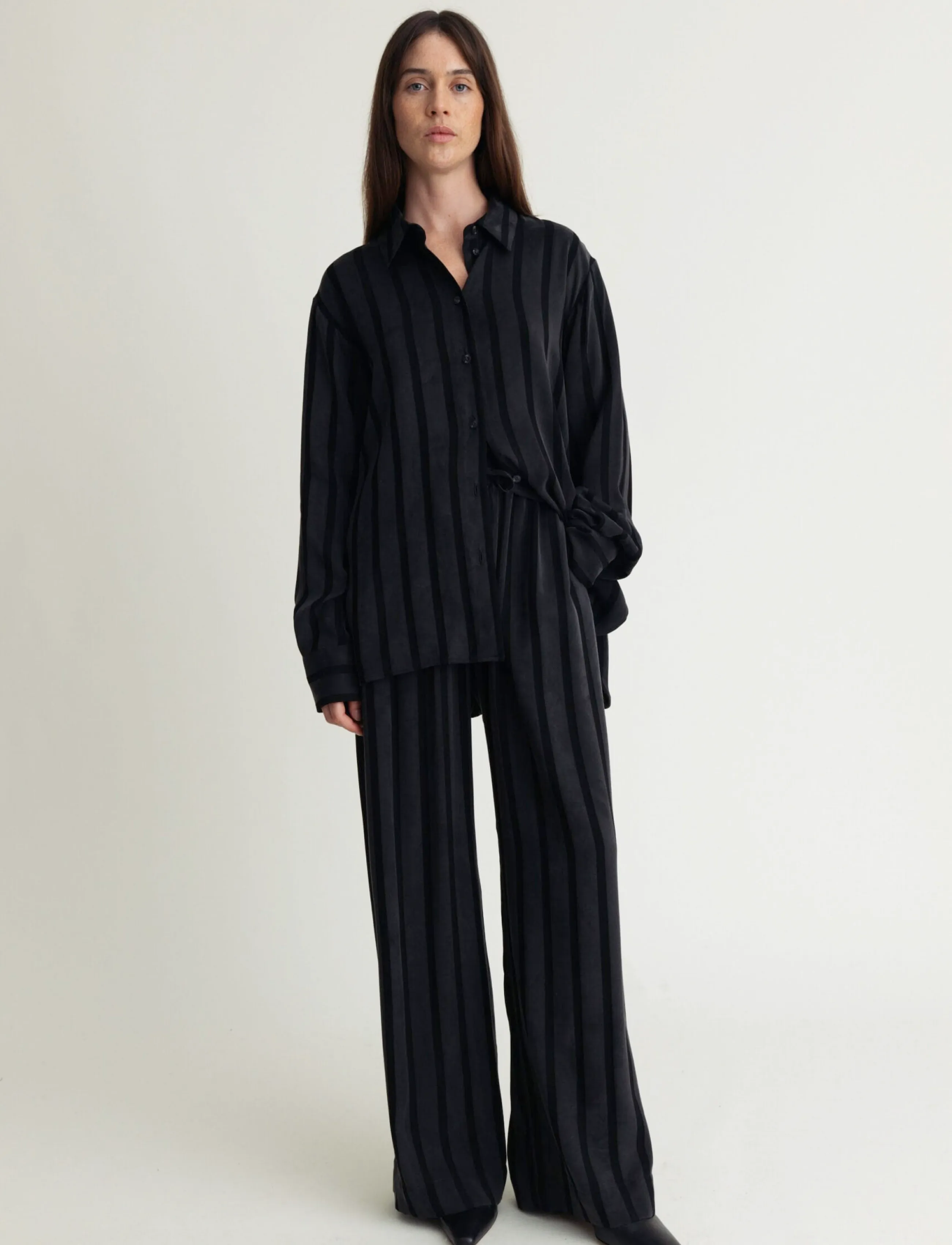 A Part Of The Art Daily Shirt Wide Stripe, Kvinder, Bredstribet Skjorte, Sort, Str: L