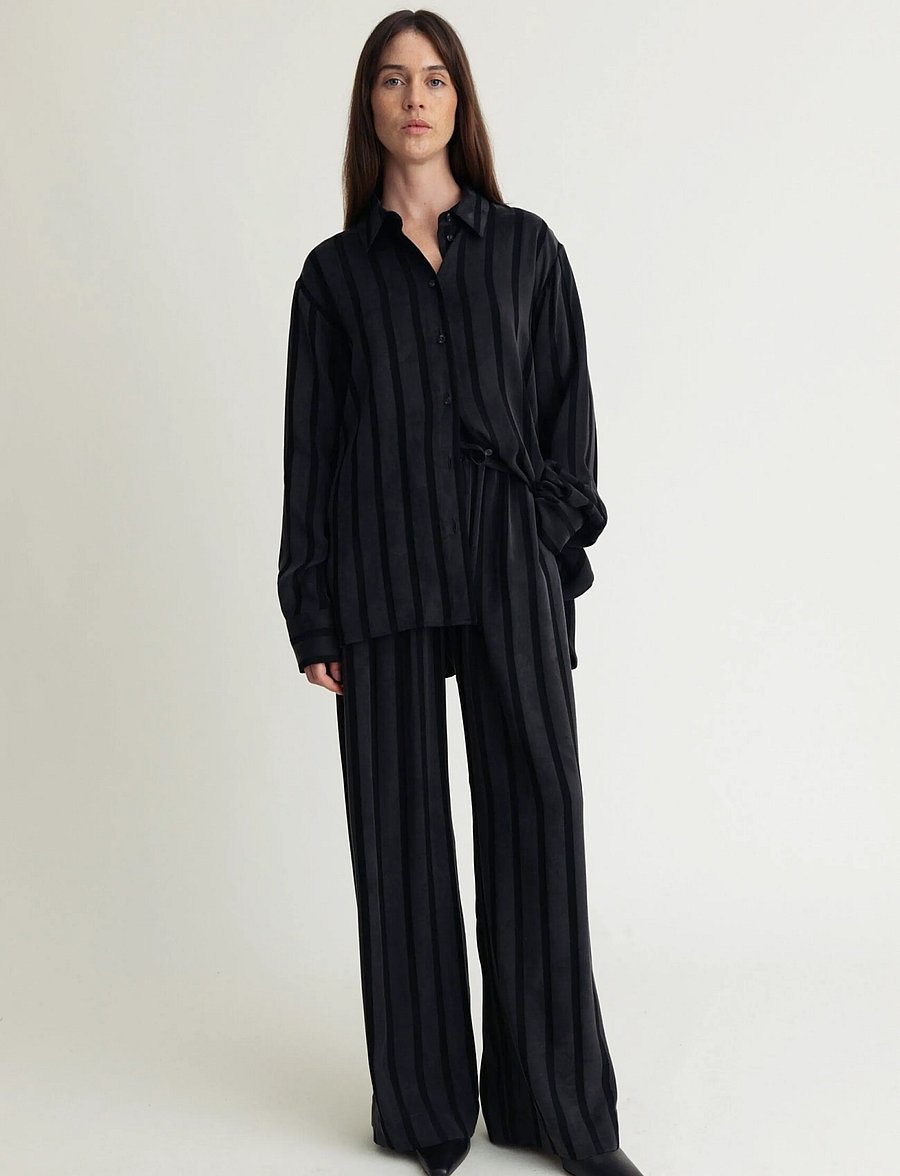 A Part Of The Art - DAILY SHIRT WIDE STRIPE - langärmlige hemden - black stripe - 0