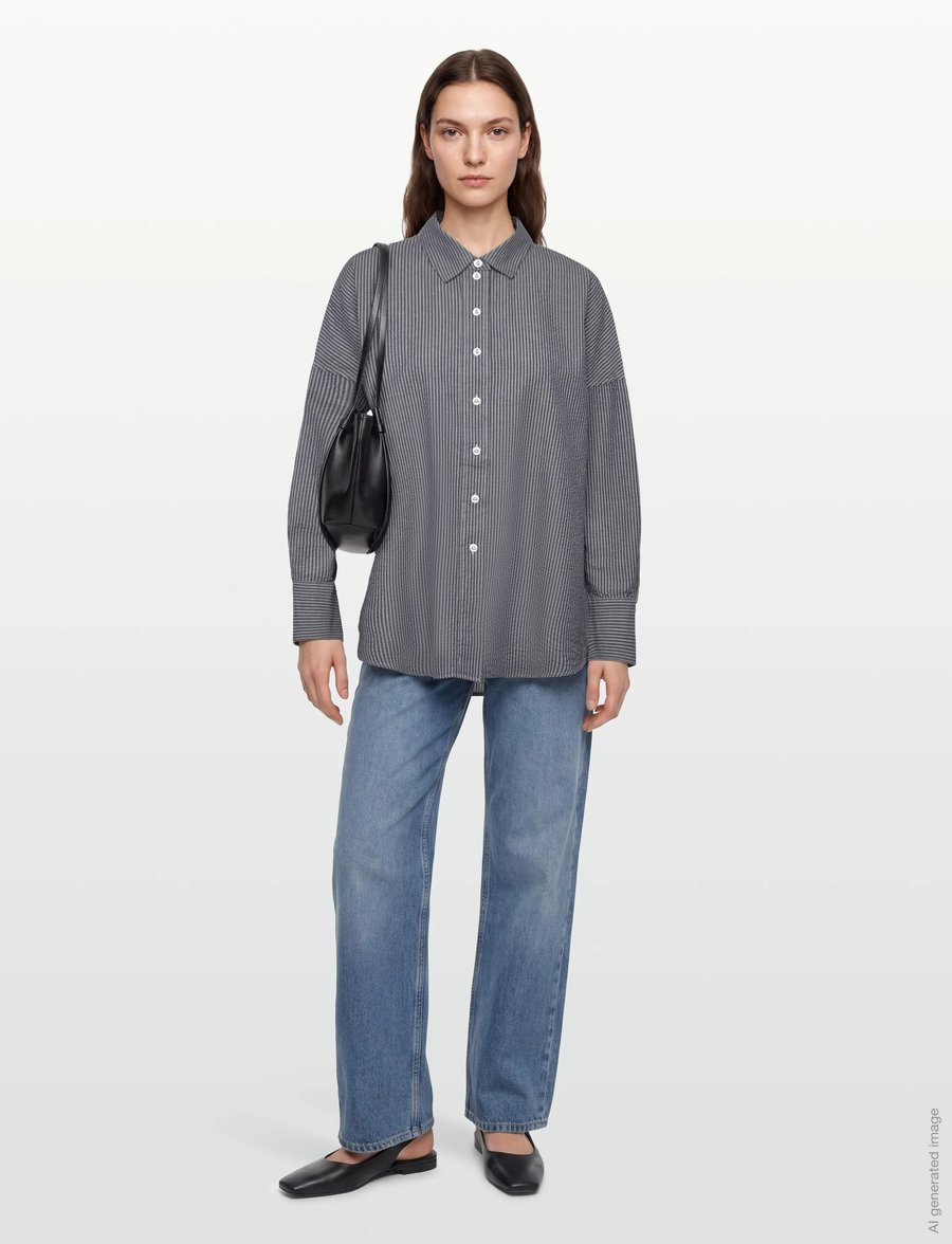 A Part Of The Art - Breezy shirt blue stripe - langärmlige hemden - ocean layers stripe - 0
