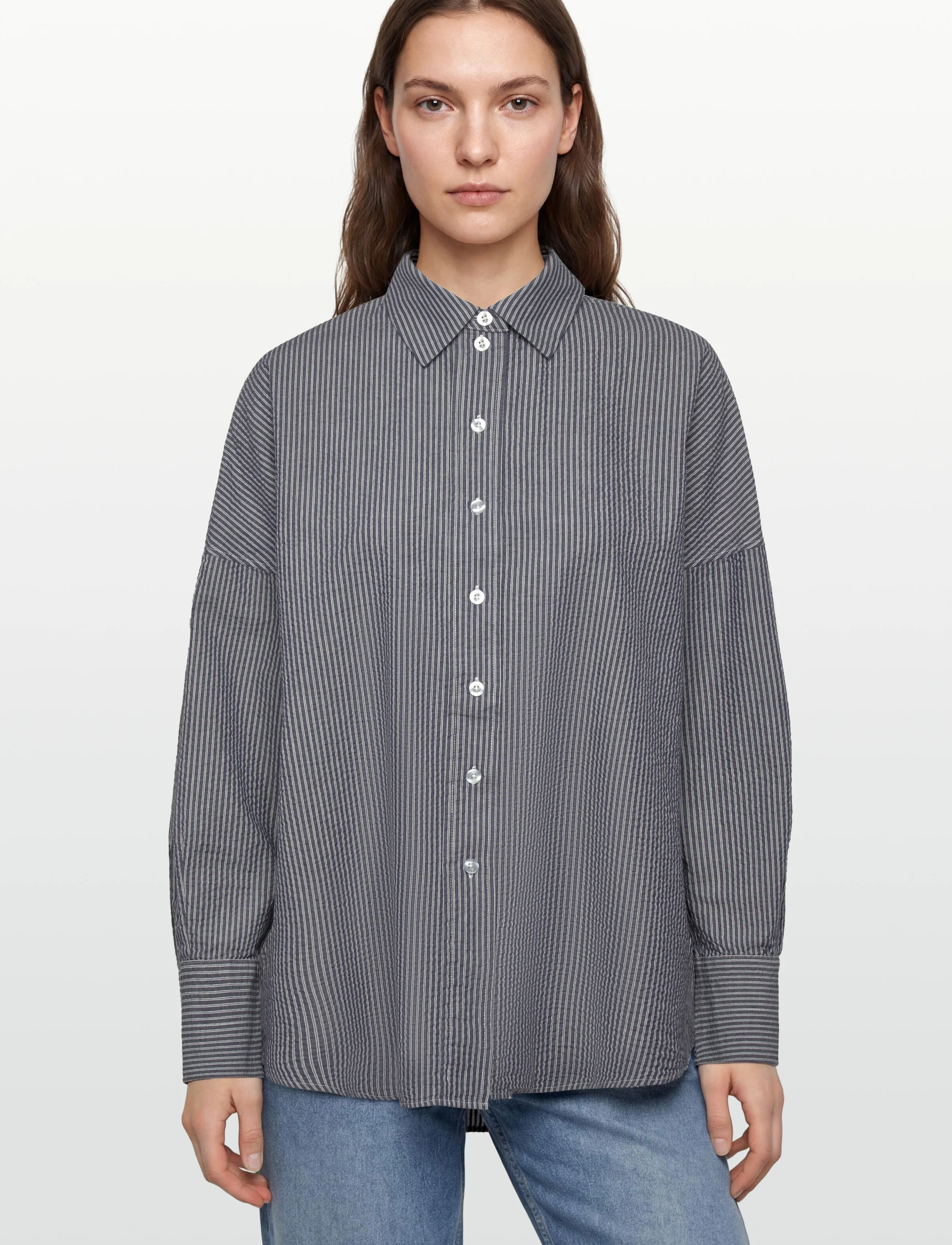 A Part Of The Art - Breezy shirt blue stripe - long-sleeved shirts - ocean layers stripe - 3