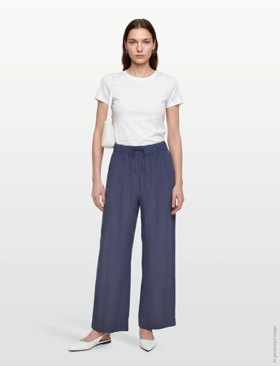 A Part Of The Art - VACANT PANTS - hosen mit weitem bein - ocean blue - 0