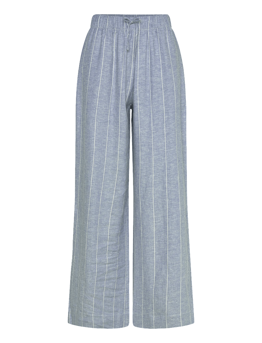 A Part Of The Art - VACANT PANTS - leinenhosen - denim blue white stripe - 1