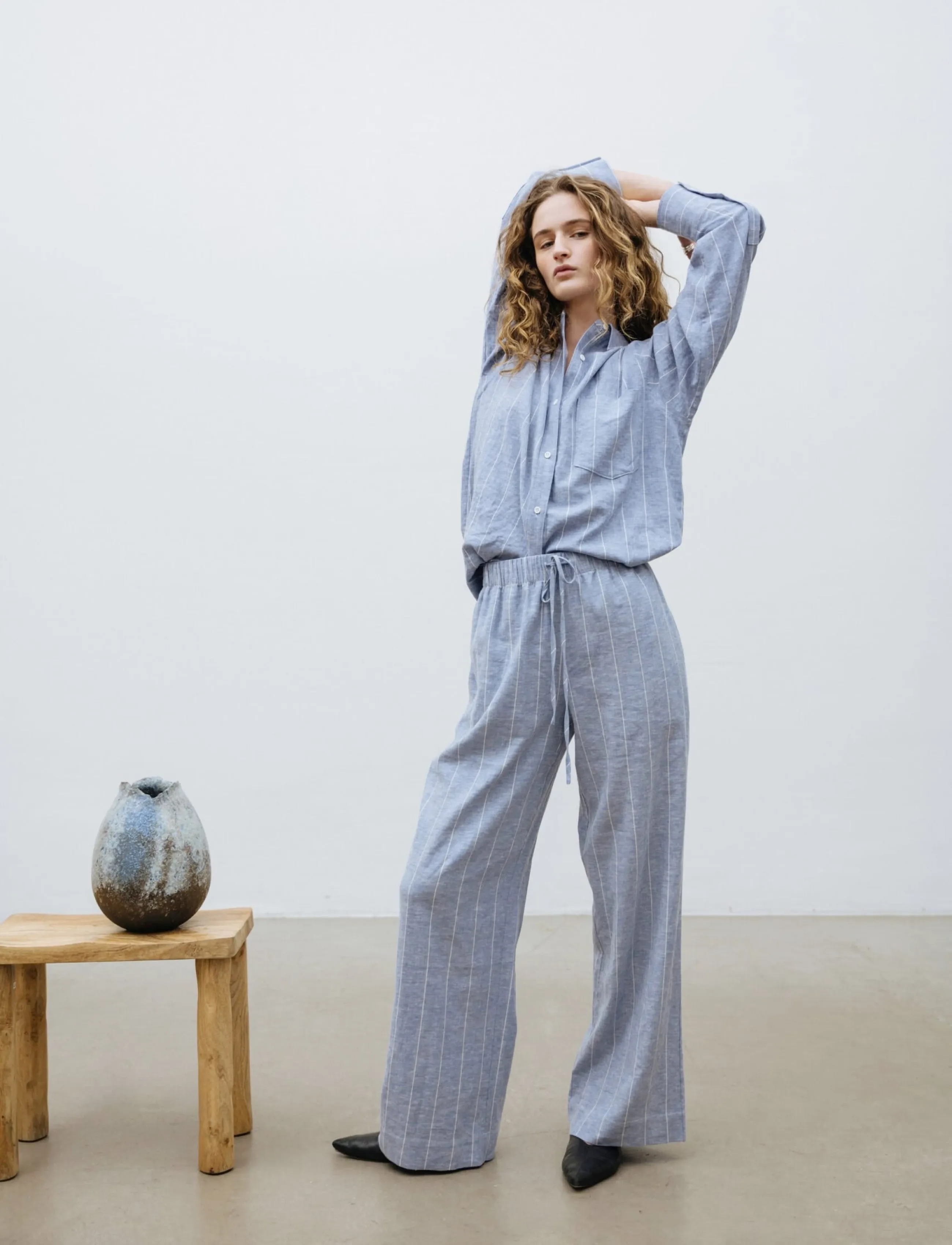 A Part Of The Art VACANT PANTS - Bukser - DENIM BLUE WHITE STRIPE / blue