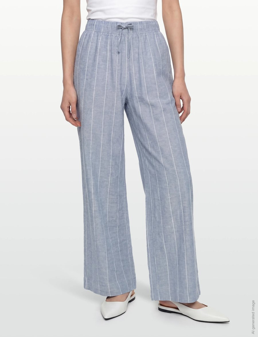 A Part Of The Art - VACANT PANTS - leinenhosen - denim blue white stripe - 3