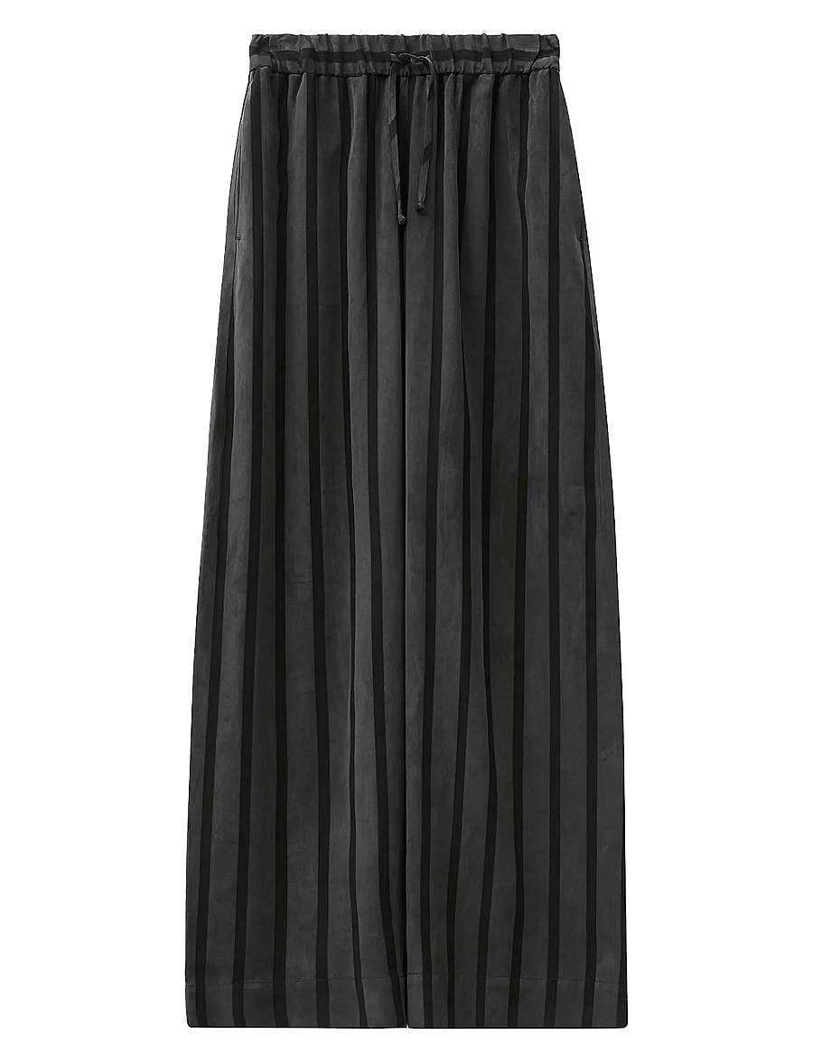 A Part Of The Art - VACANT PANTS WIDE STRIPE - hosen mit weitem bein - black stripe - 1