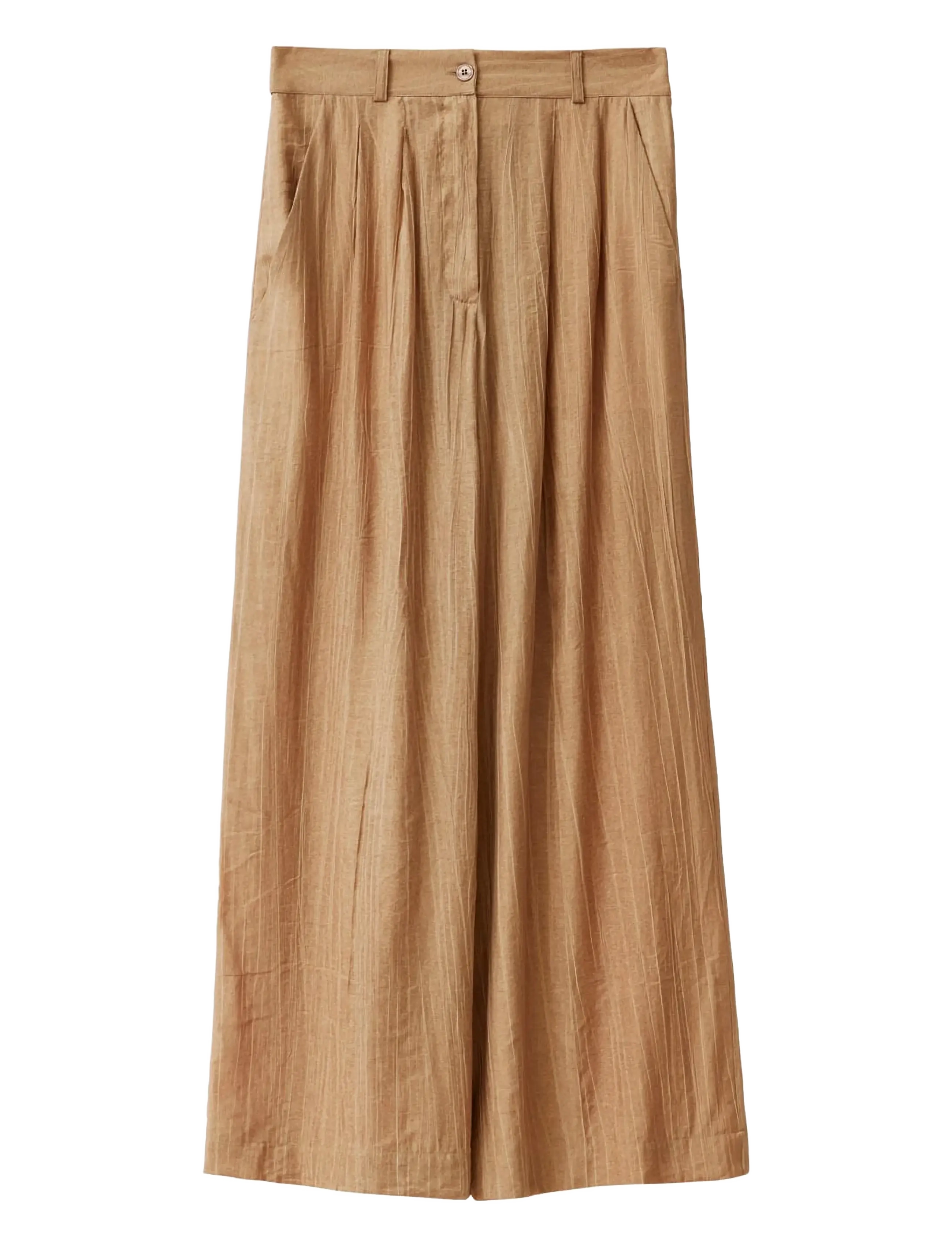 A Part Of The Art - DREAMY PANTS SHEER CRINKEL - bikses ar platām starām - hazelnut - 1