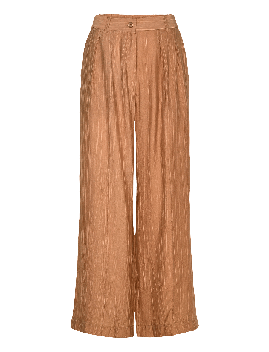 A Part Of The Art - DREAMY PANTS SHEER CRINKEL - hosen mit weitem bein - hazelnut - 0
