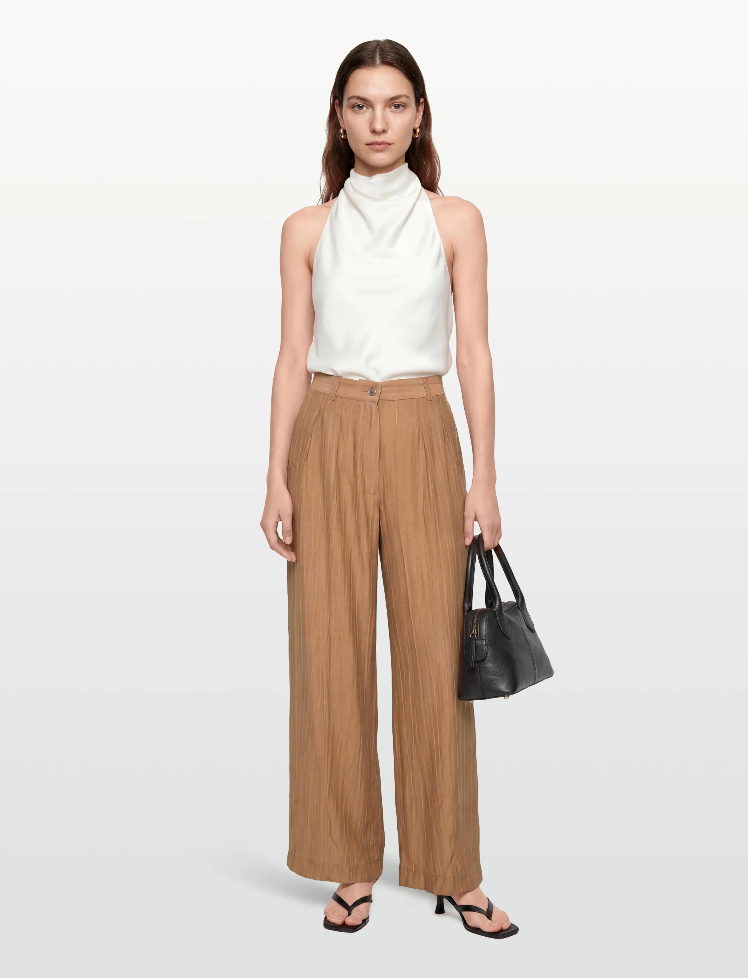 A Part Of The Art DREAMY PANTS SHEER CRINKEL - Igapäevane stiil - HAZELNUT / brown