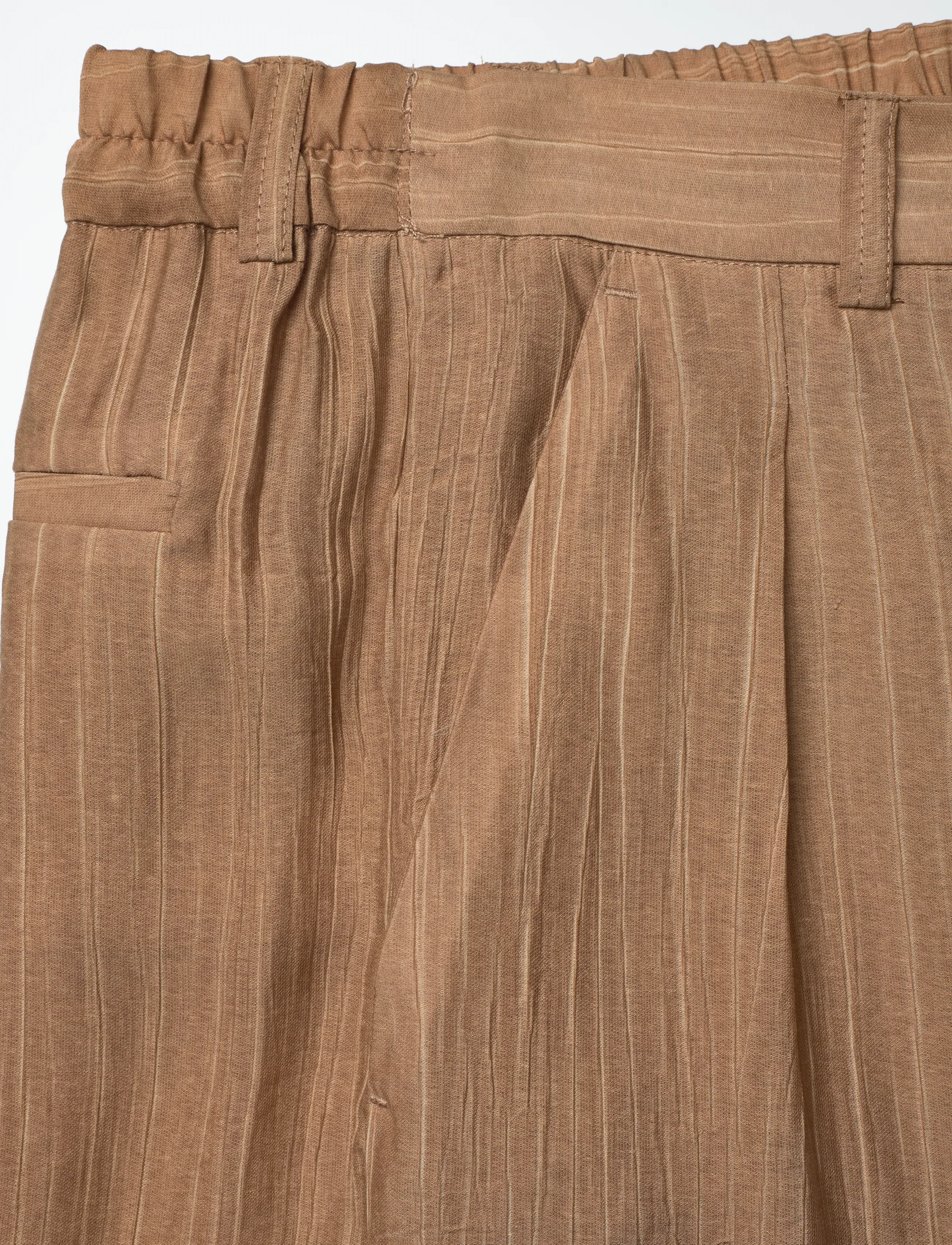 A Part Of The Art - DREAMY PANTS SHEER CRINKEL - hosen mit weitem bein - hazelnut - 2