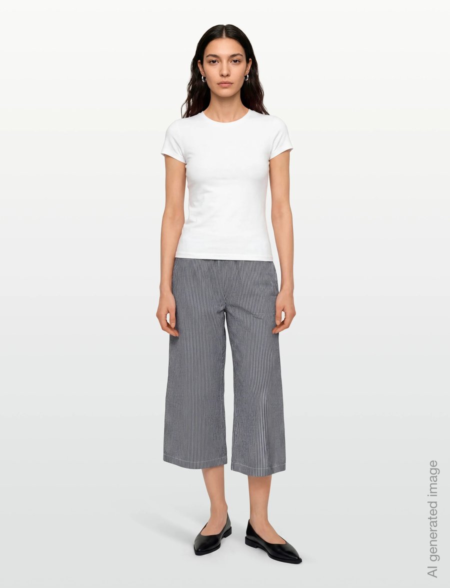 A Part Of The Art - AIRY KNIT PANTS - bukser med brede ben - ocean layers stripe - 0