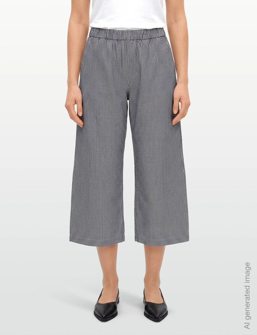 A Part Of The Art - AIRY KNIT PANTS - bukser med brede ben - ocean layers stripe - 3