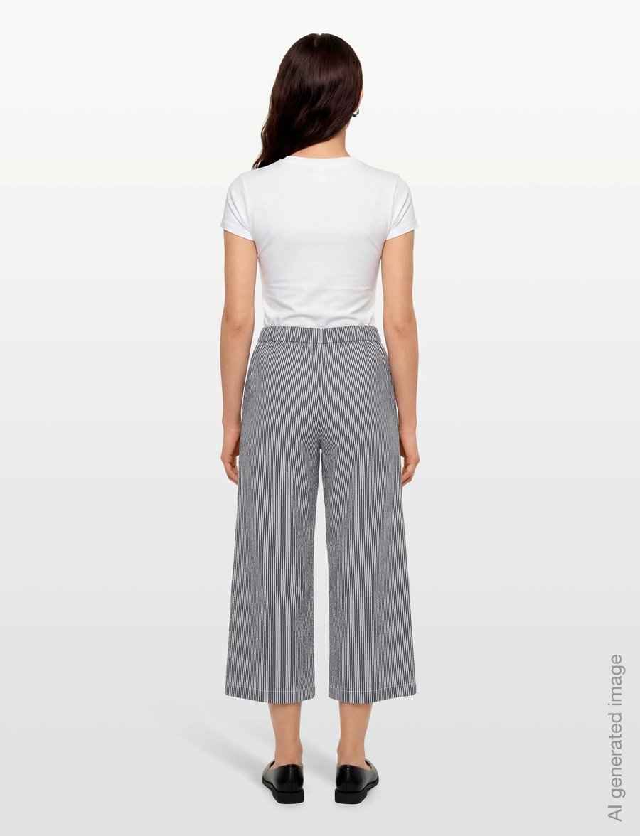 A Part Of The Art - AIRY KNIT PANTS - bukser med brede ben - ocean layers stripe - 4