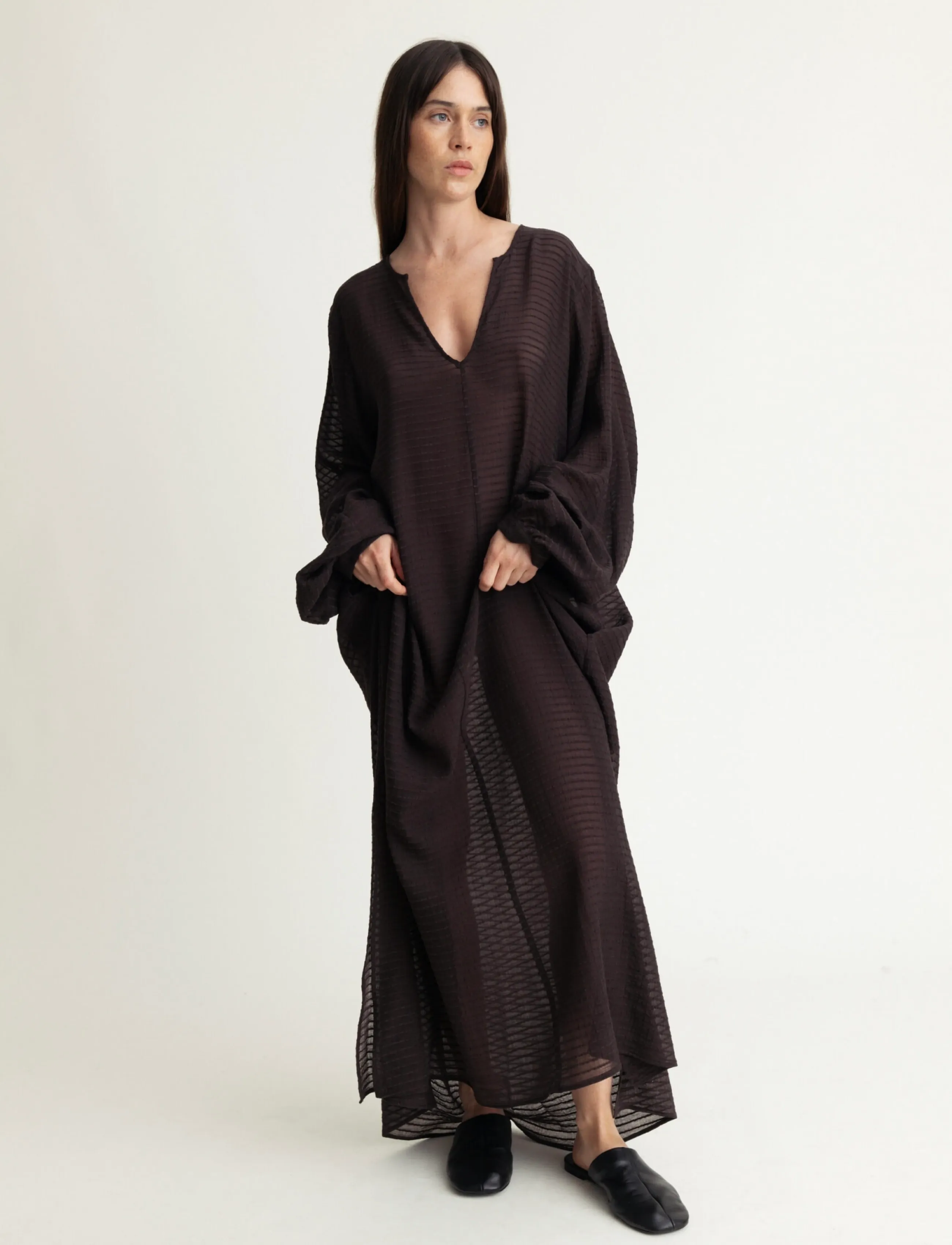 A Part Of The Art HORIZON DRESS SHEER STRIPE - Kleider - CHOCOLATE STRIPE / brown