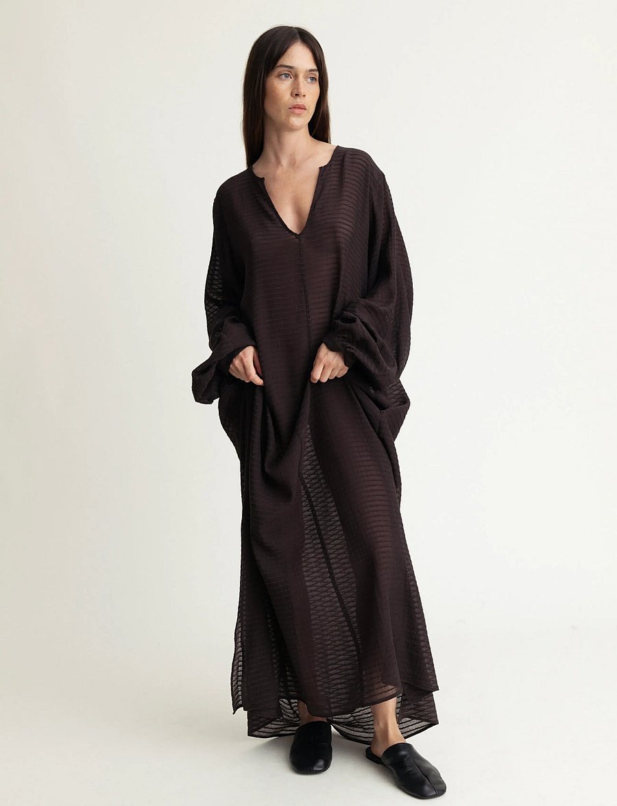 A Part Of The Art - HORIZON DRESS SHEER STRIPE - sommerkleider - chocolate stripe - 0