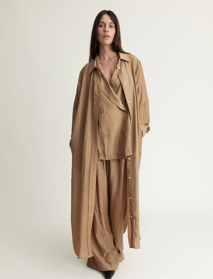 A Part Of The Art - BOLD DRESS SHEER CRINKEL - hemdkleider - hazelnut - 0