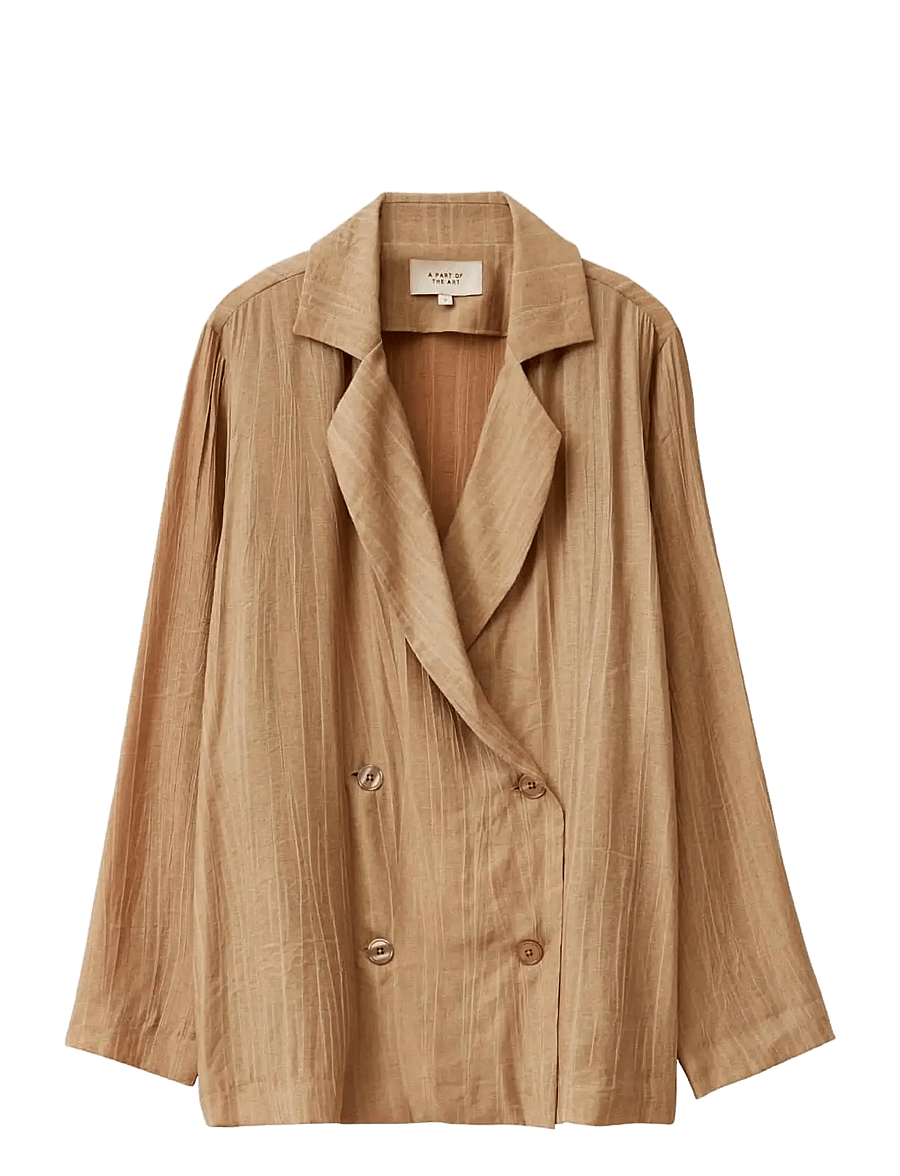 A Part Of The Art - FREE BLAZER SHEER CRINKEL - zweireihige blazer - hazelnut - 1