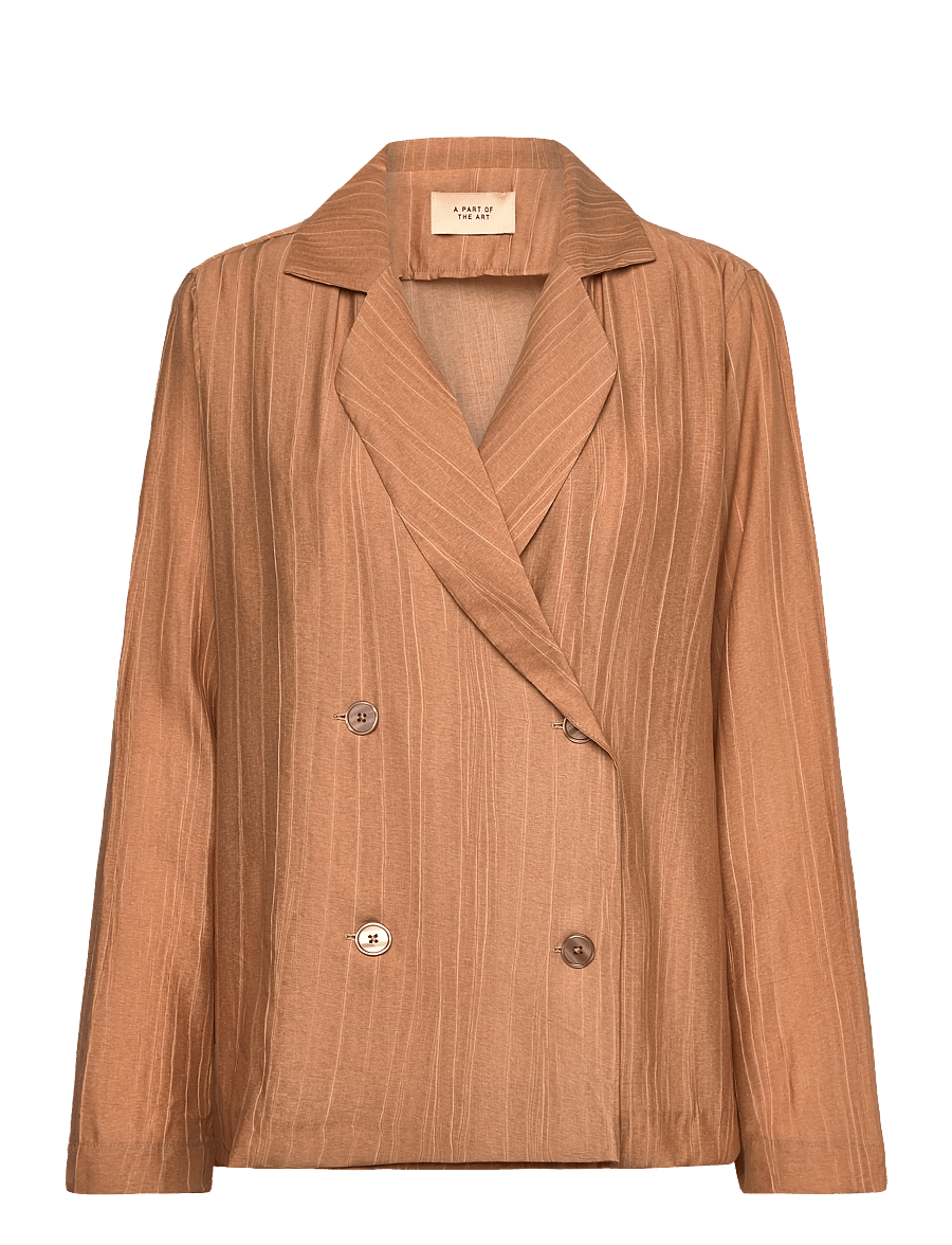 A Part Of The Art - FREE BLAZER SHEER CRINKEL - zweireihige blazer - hazelnut - 1