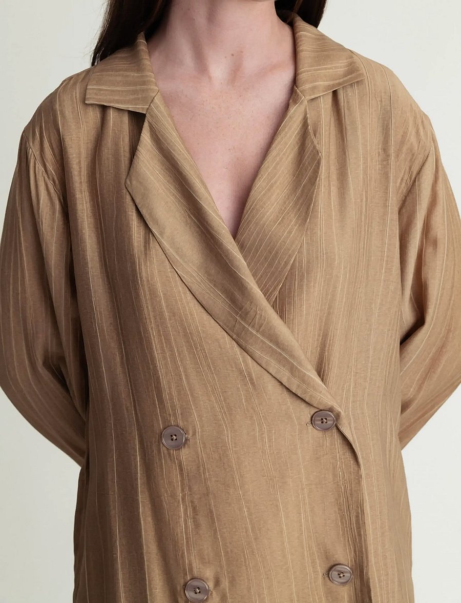 A Part Of The Art - FREE BLAZER SHEER CRINKEL - zweireihige blazer - hazelnut - 2