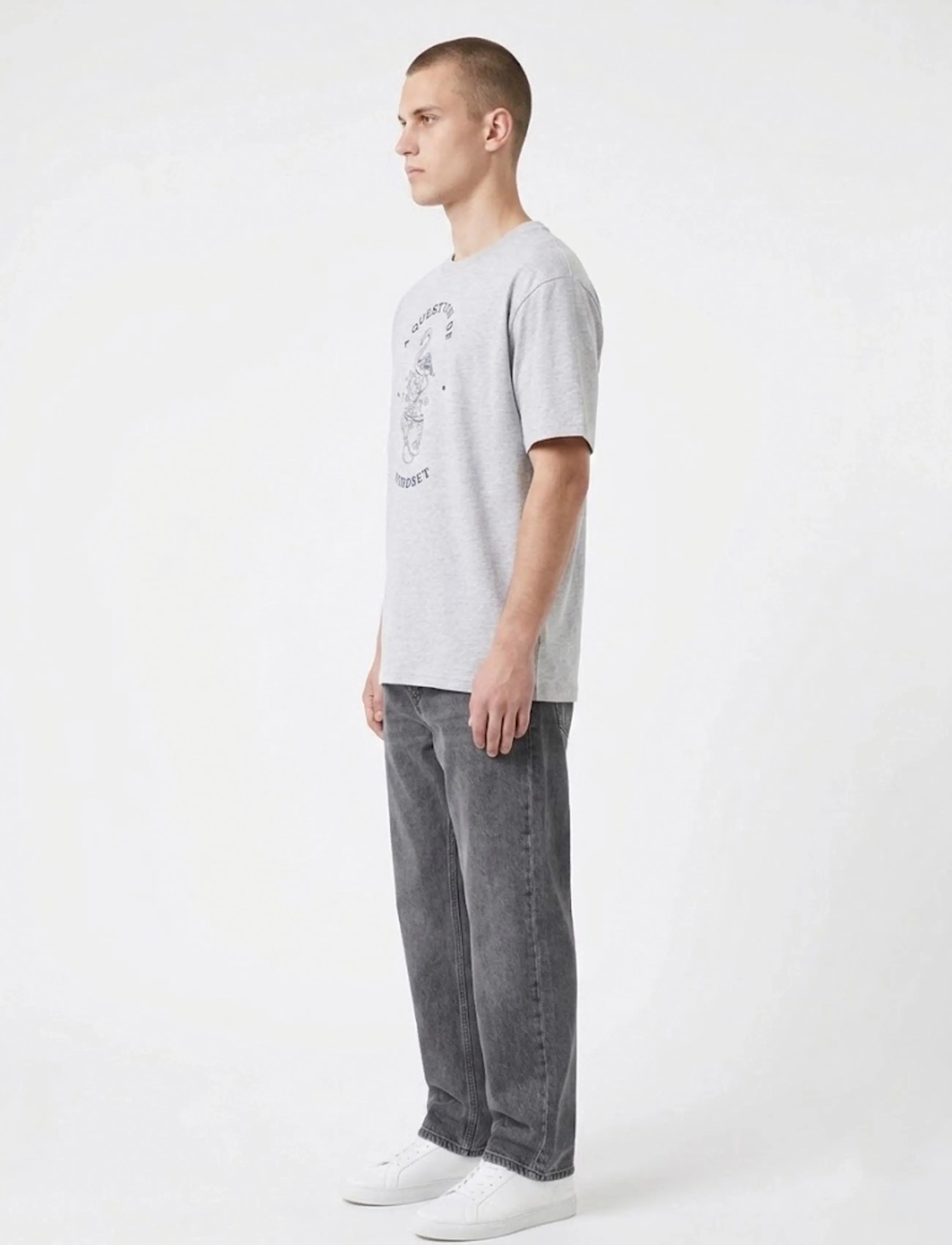A QUESTION OF - Tee Print Emb - madalaimad hinnad - grey melange - 3