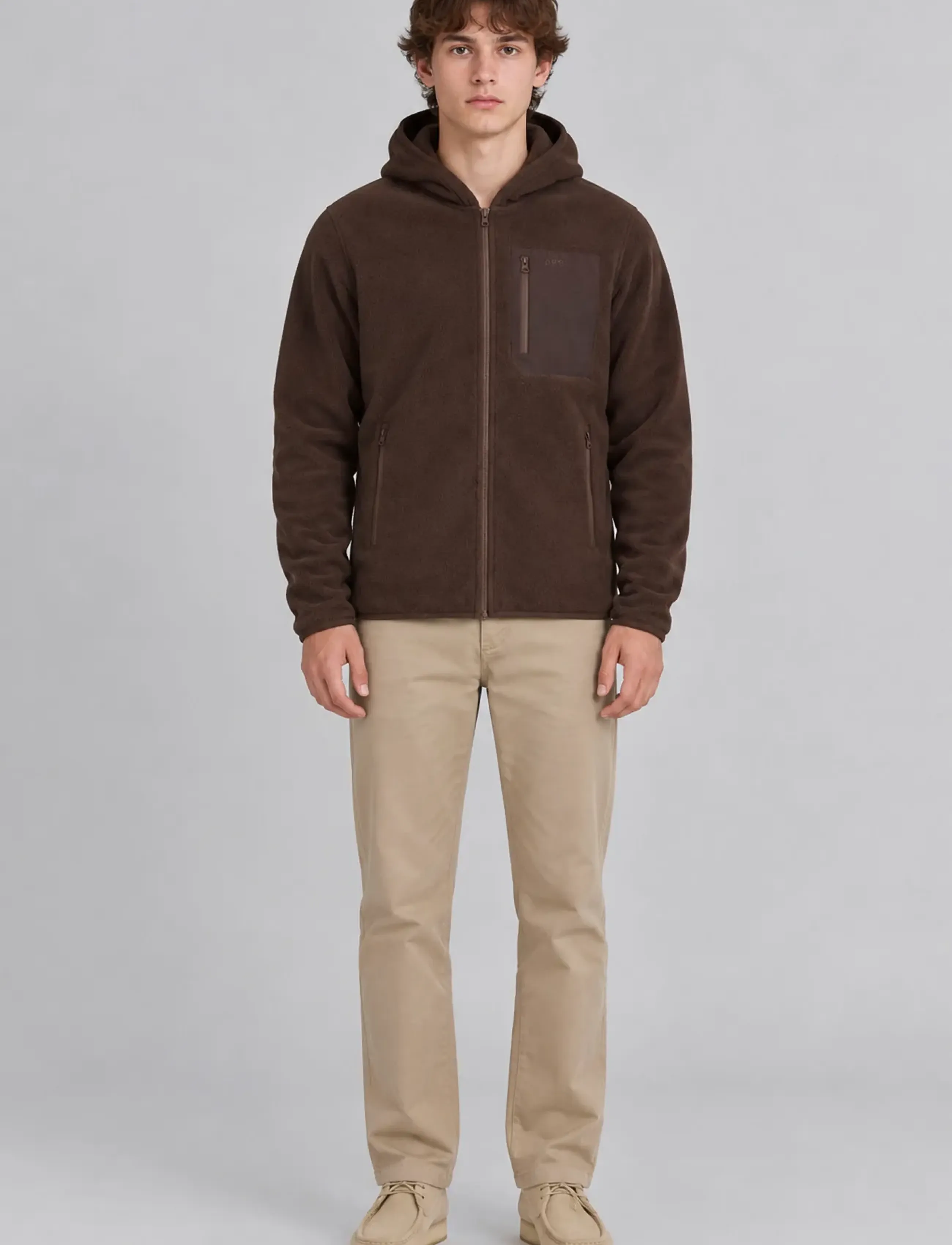 A QUESTION OF - David Micro Fleece Hoodie - sweatshirts - mocca - 0