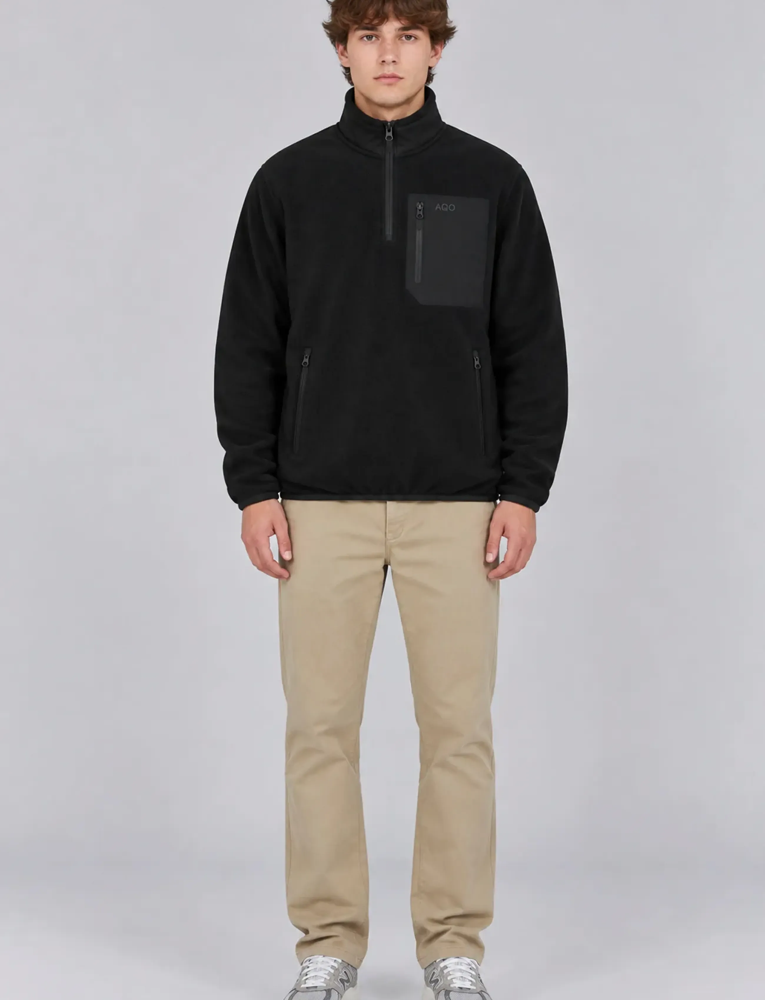 A QUESTION OF - David Micro Fleece Halfway Zip - sweatshirts - black - 0