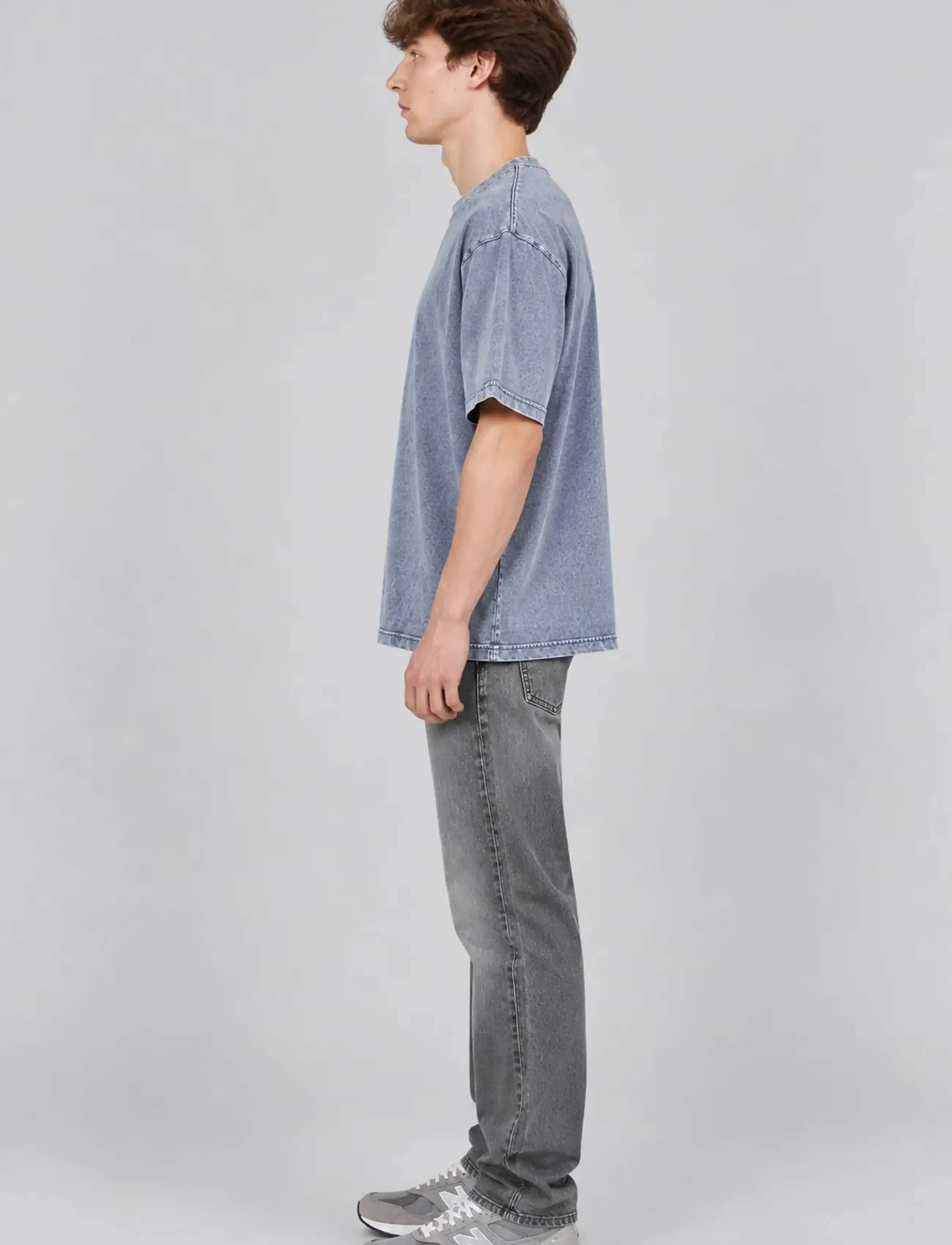 A QUESTION OF - Ozzy Tee Acid Wash - efterårstøj - dusty blue - 3