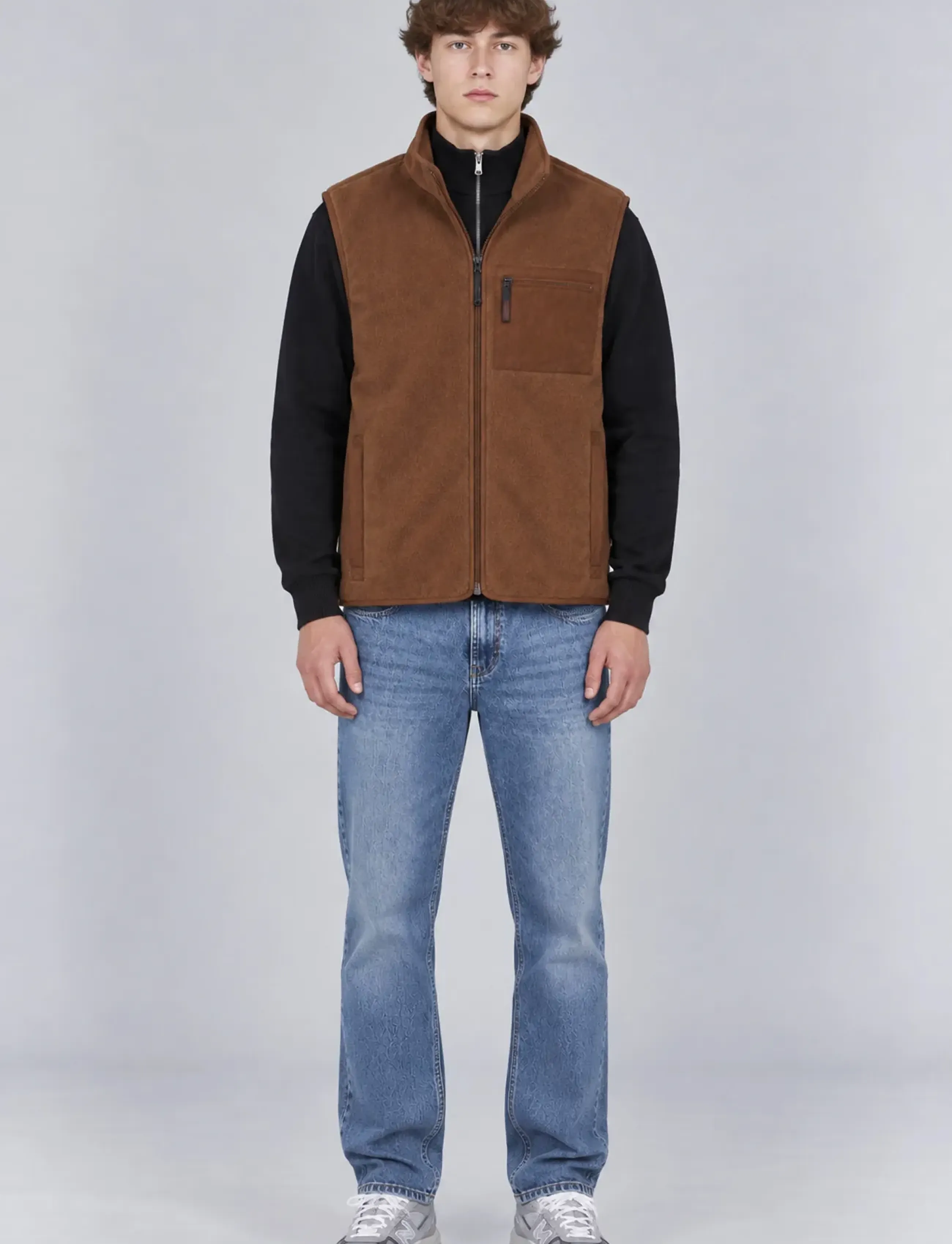 A QUESTION OF - David Micro Fleece Vest - autumn clothing - mocca - 0