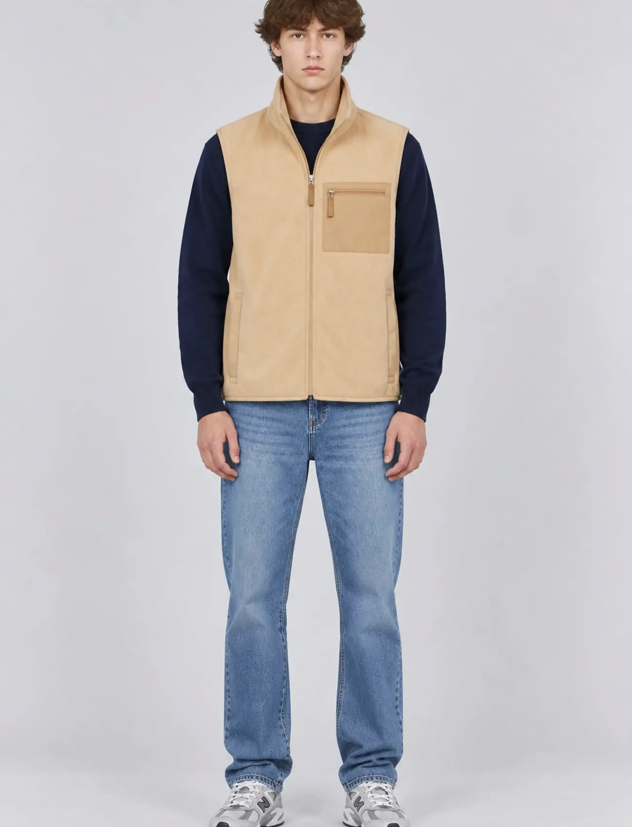 A QUESTION OF - David Micro Fleece Vest - autumn clothing - sand - 0