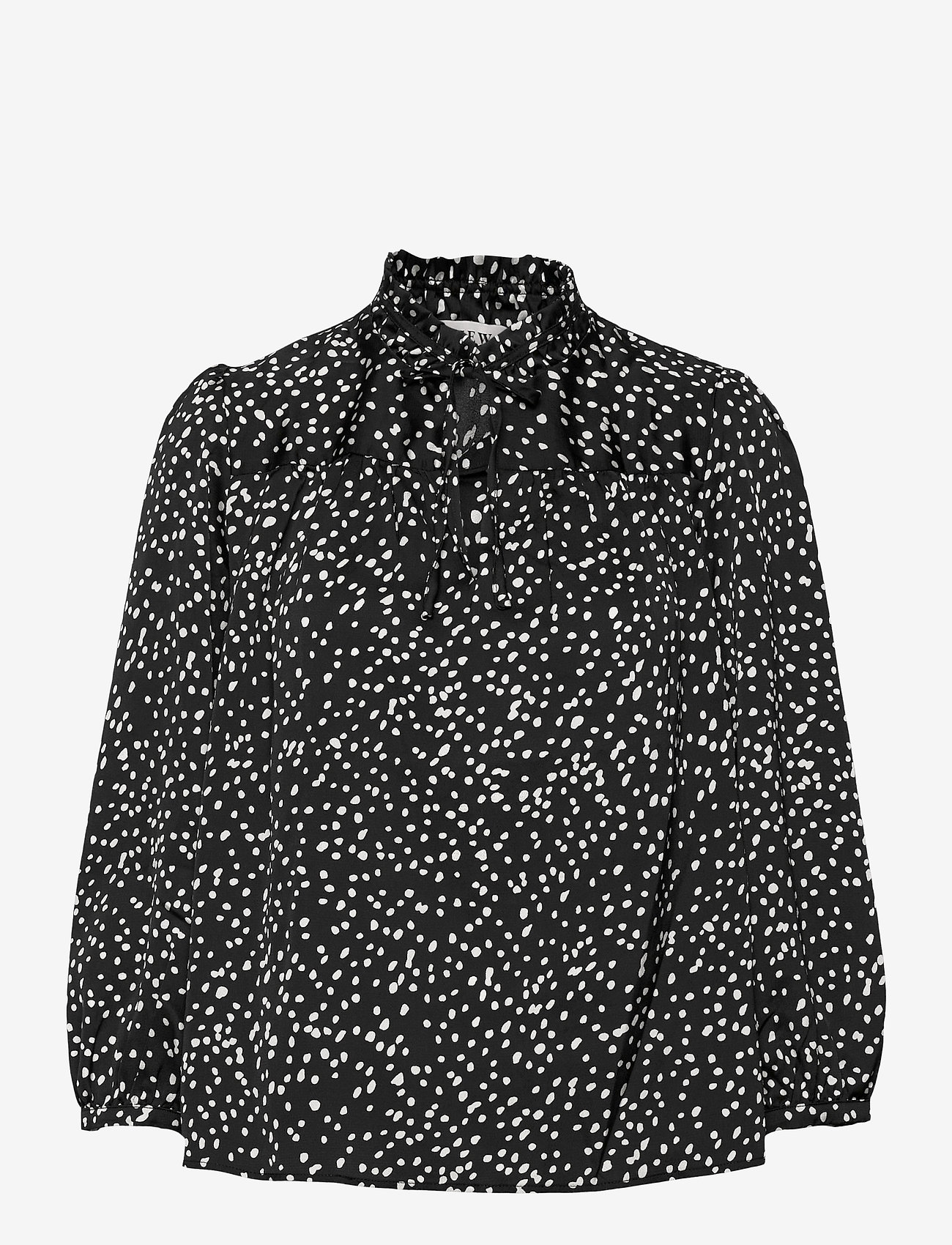 A-View - Jill blouse - langärmlige blusen - black with white dots - 0